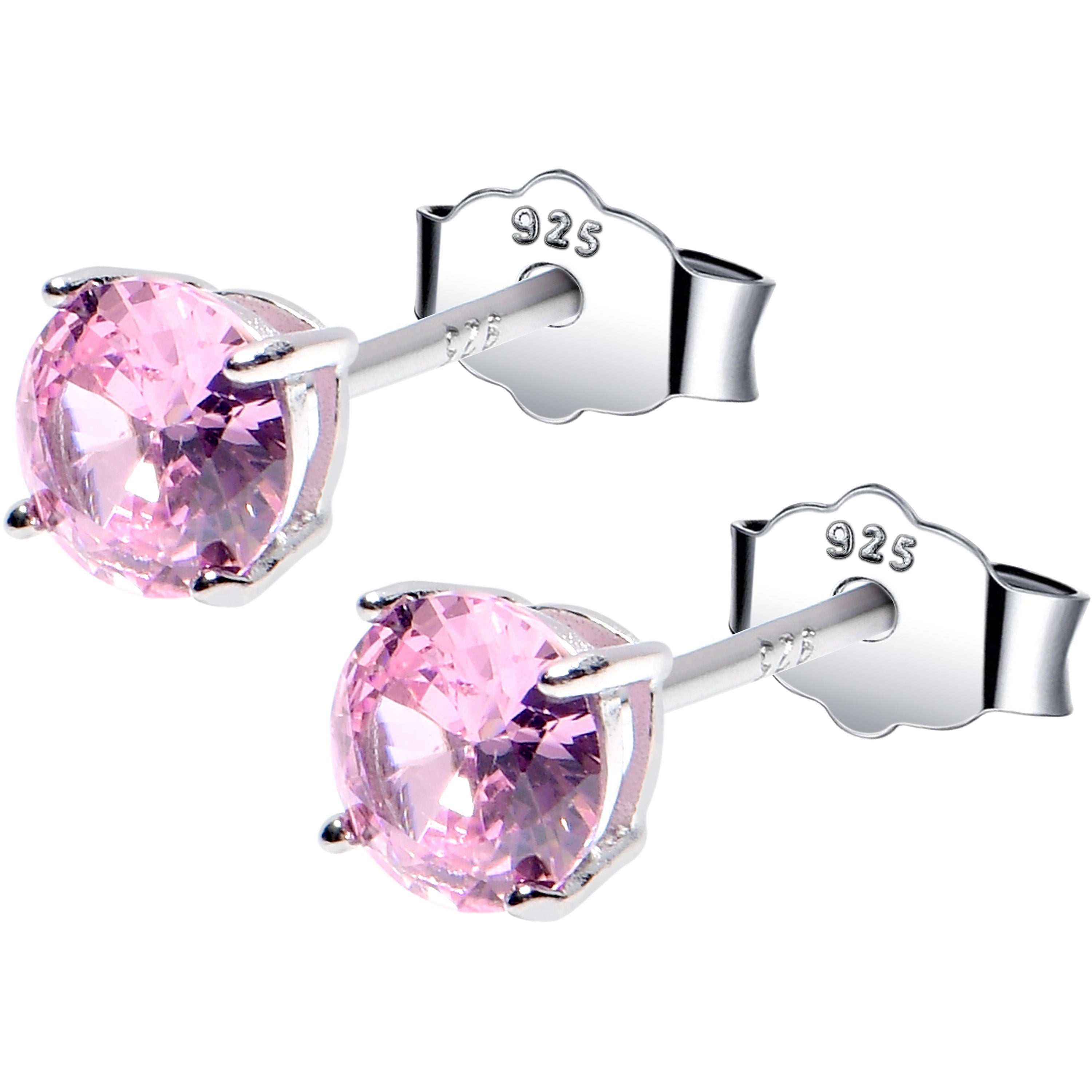 5mm CZ 925 Sterling Silver October Birthstone Stud Earrings