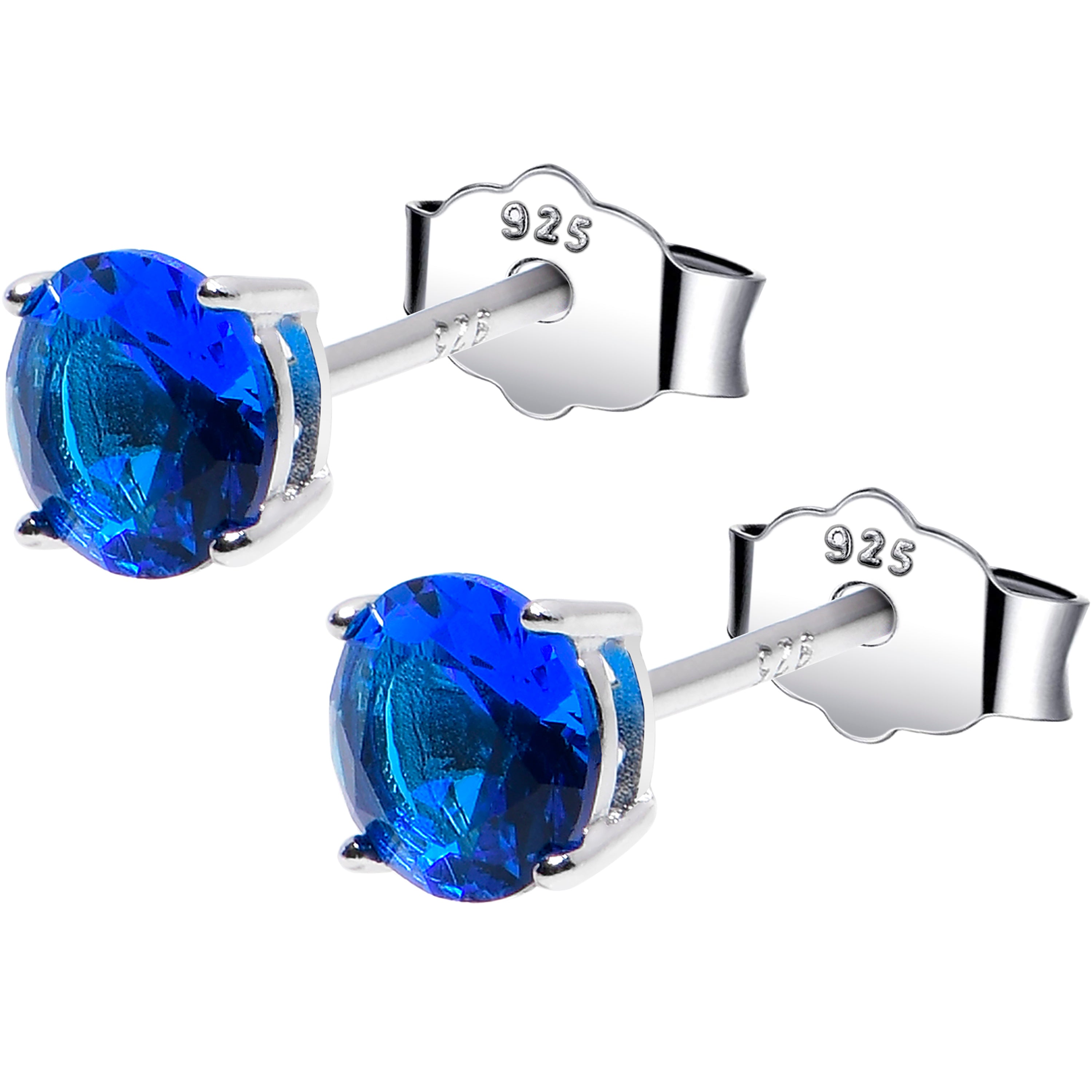 5mm CZ 925 Sterling Silver September Birthstone Stud Earrings