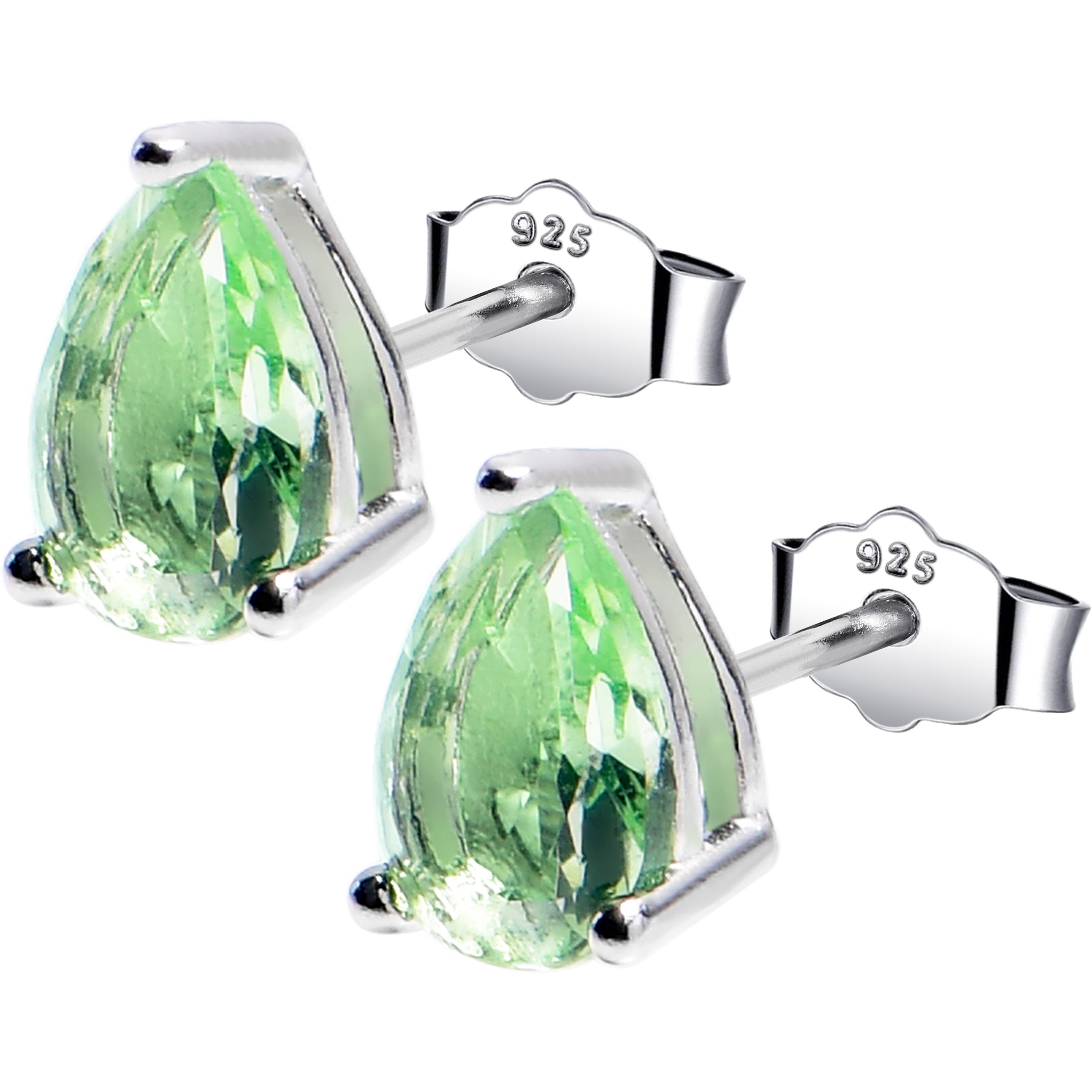 5mm CZ  Pear 925 Sterling Silver August Birthstone Stud Earrings