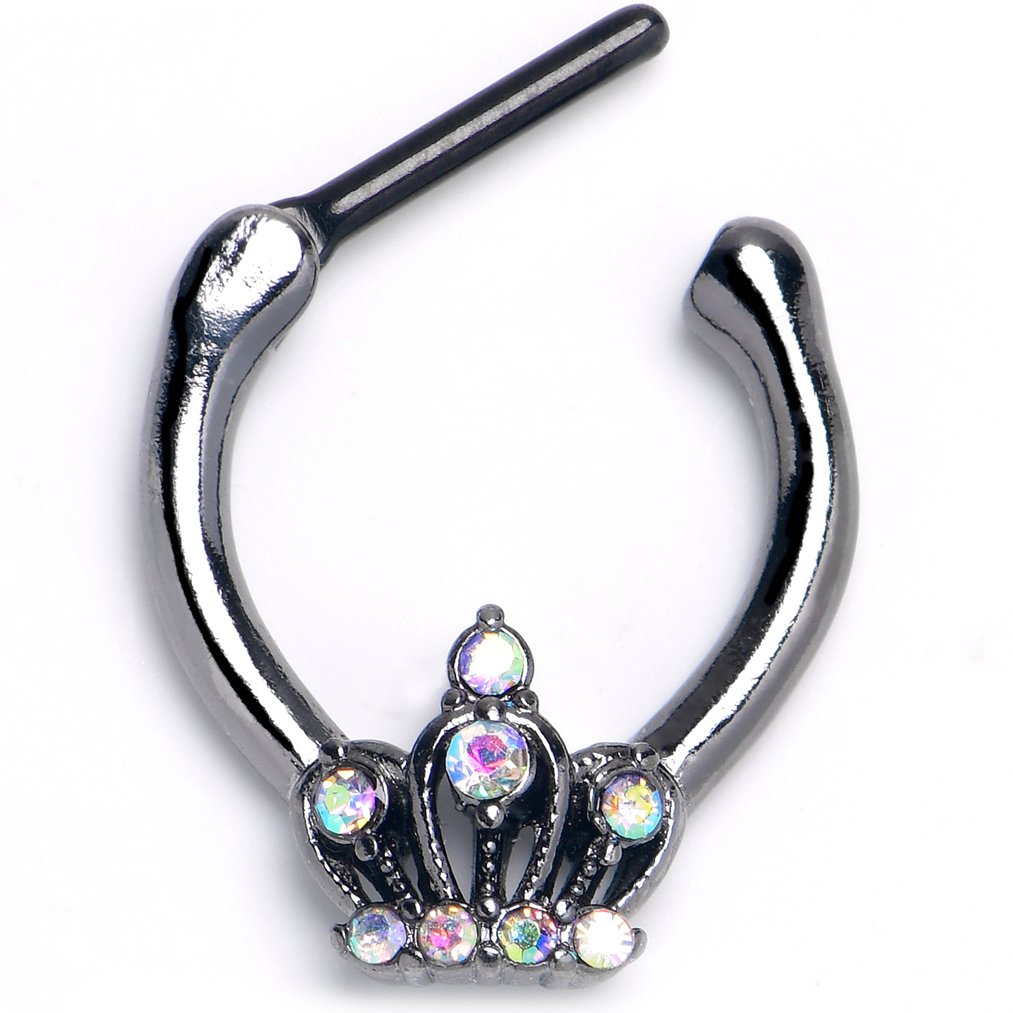 16 Gauge 5/16 Aurora CZ Gem Black Epic Crown Cartilage Clicker