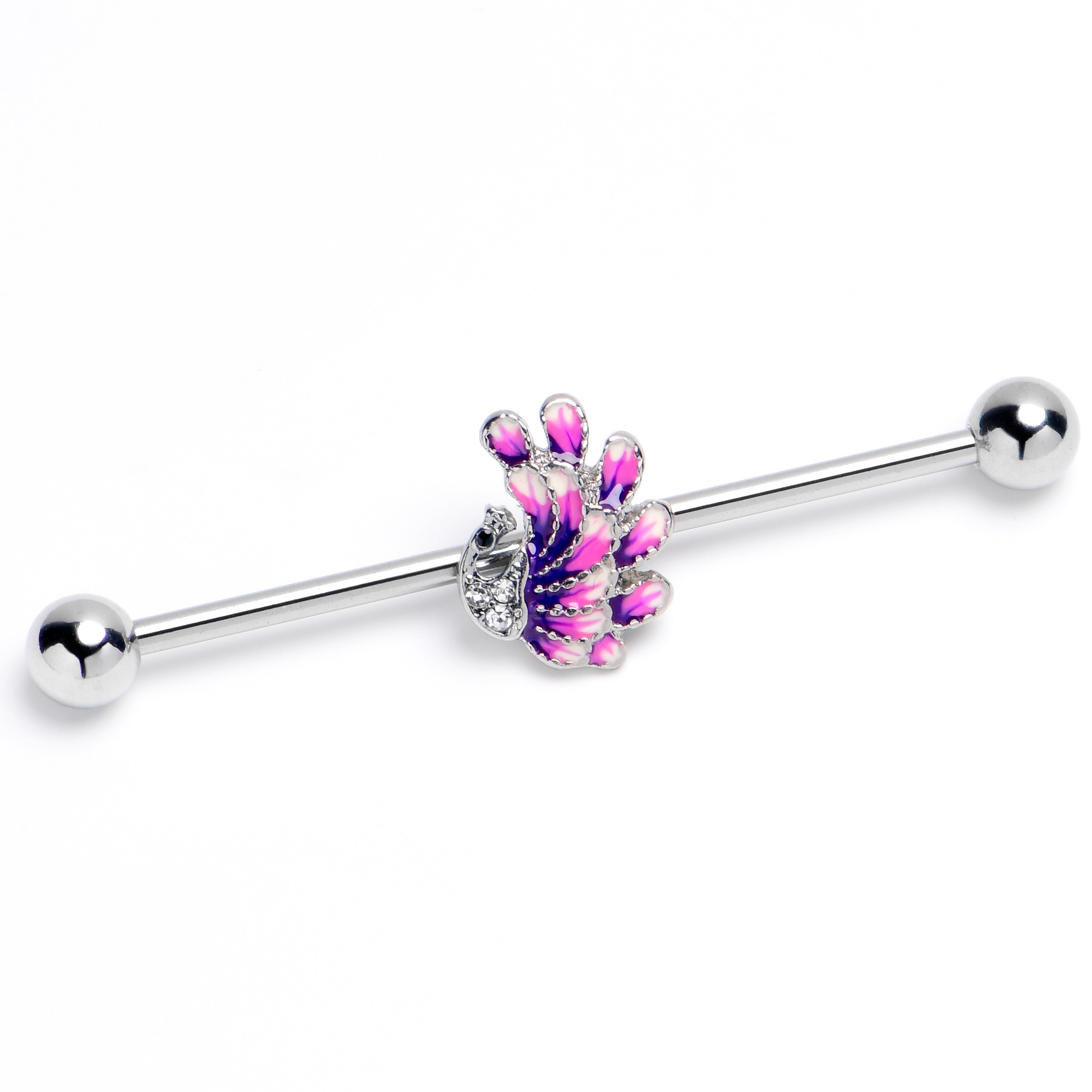 14 Gauge Peacock Purple Industrial Barbell 38mm