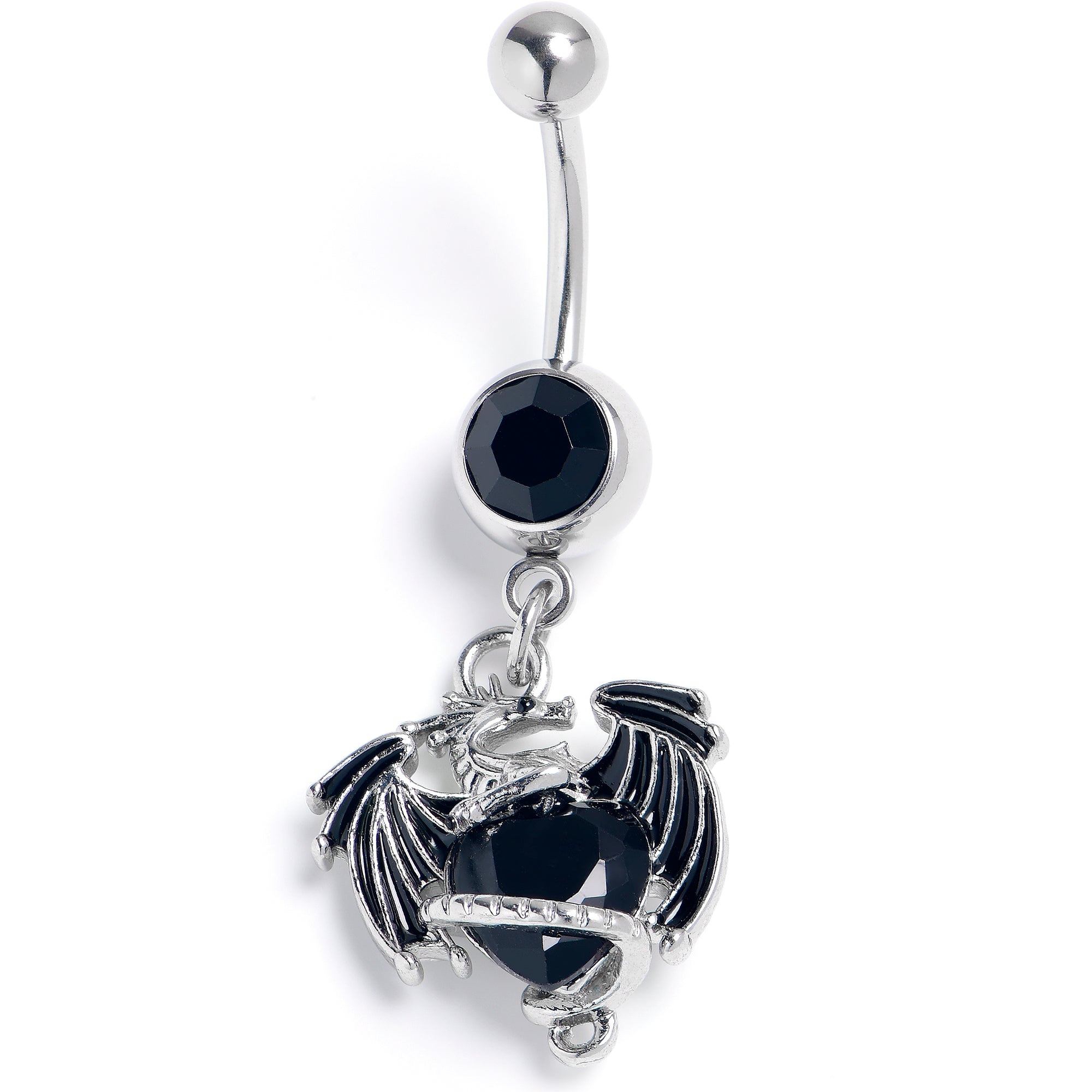 Black Gem Heart ofDragon Dangle Belly Ring