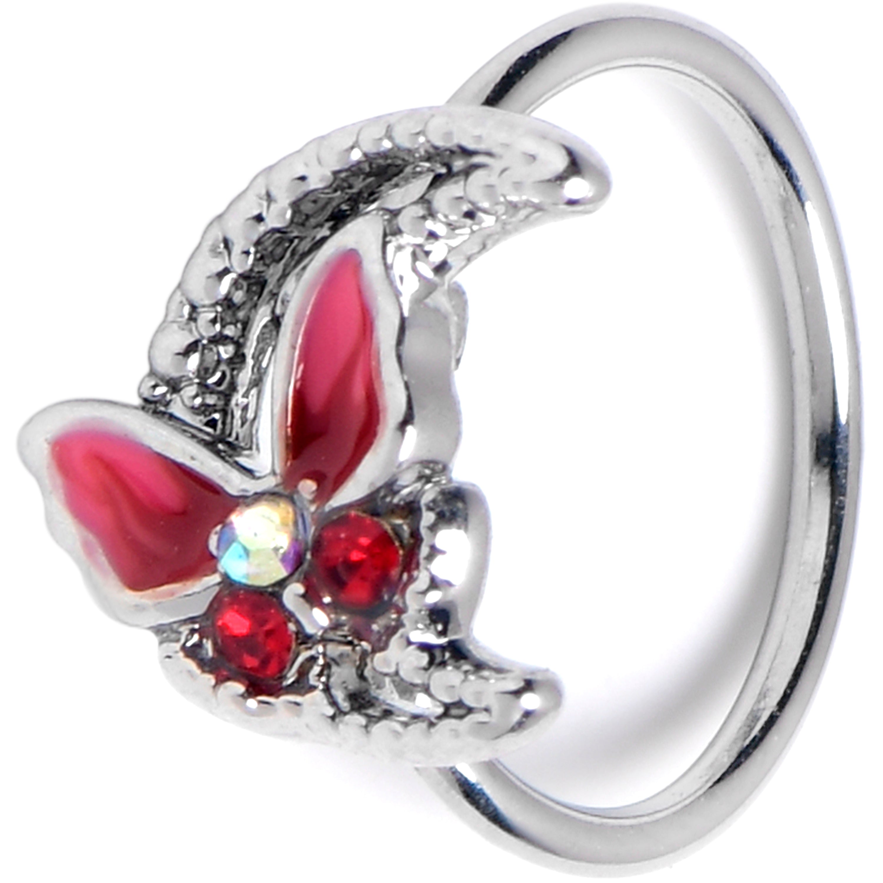 20 Gauge 5/16 Aurora Gem Butterfly Pink Beauty Nose Hoop