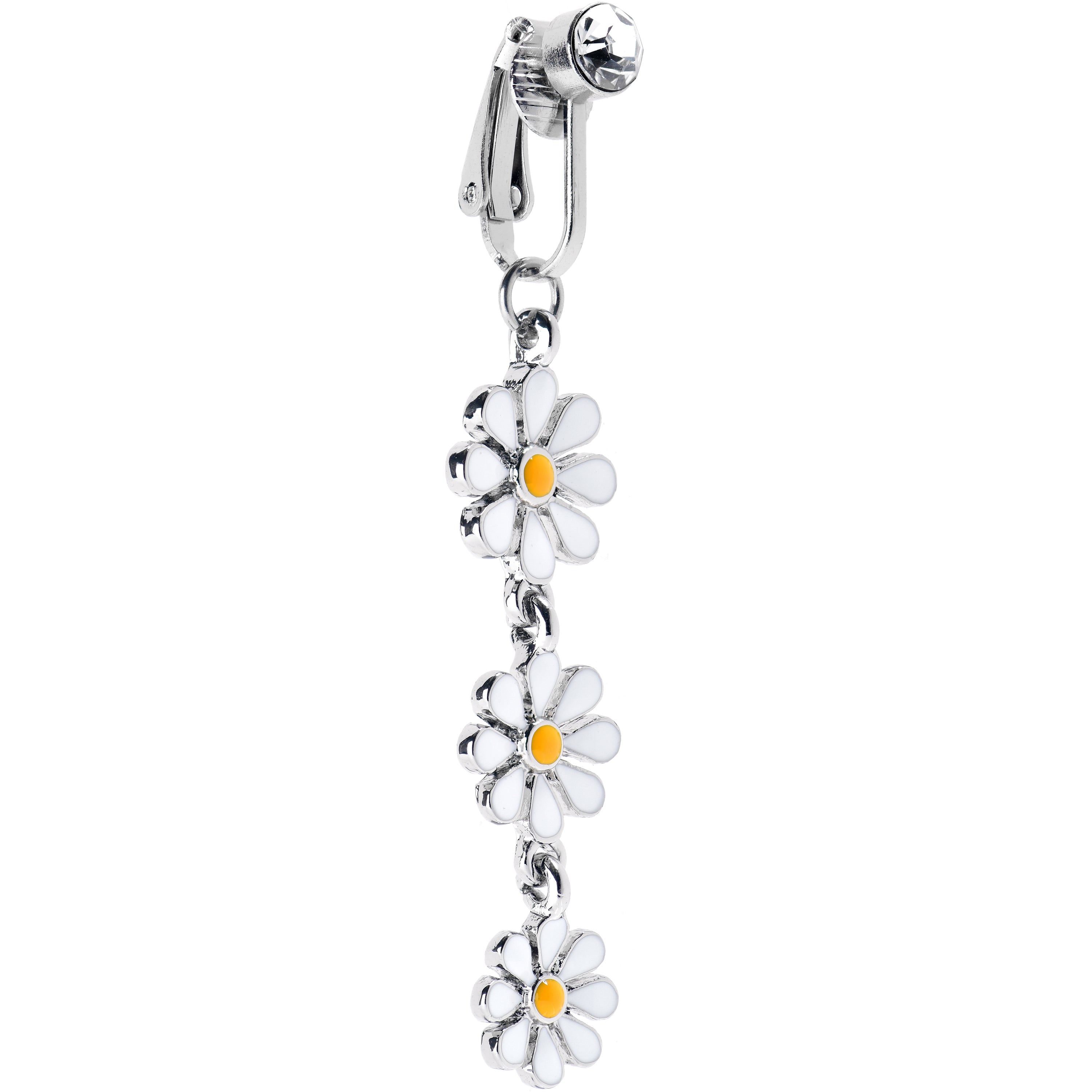 String of Daisy Flowers Dangle Clip on Fake Belly Ring