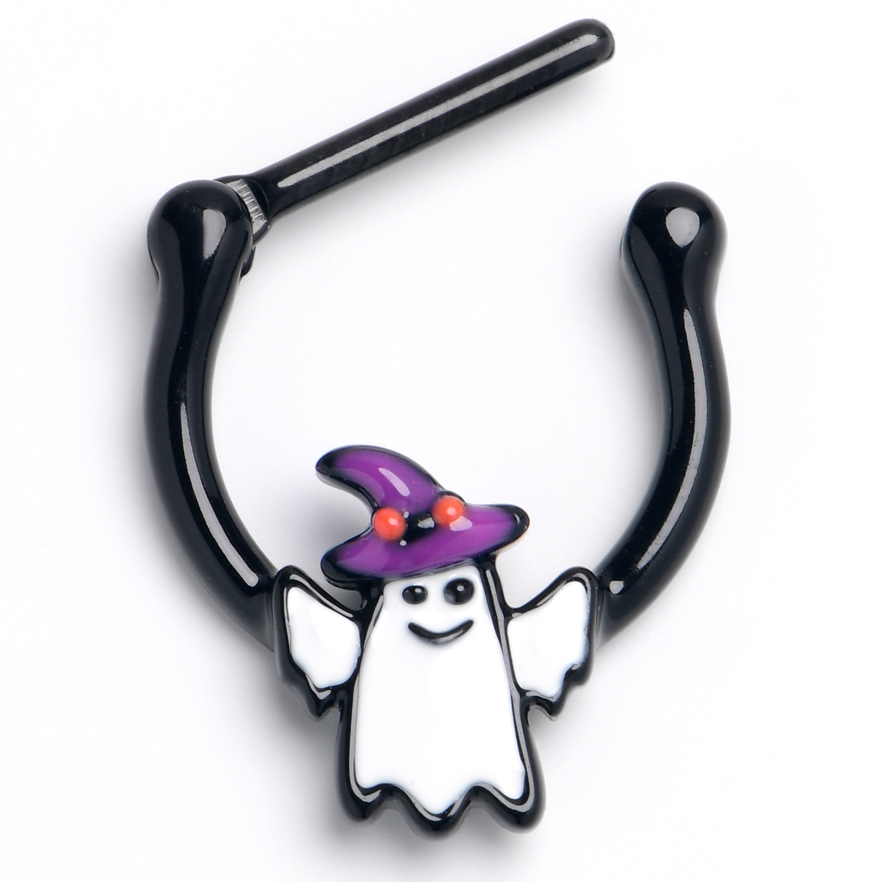 16 Gauge 5/16 Black Witch Hat Ghost Cartilage Clicker