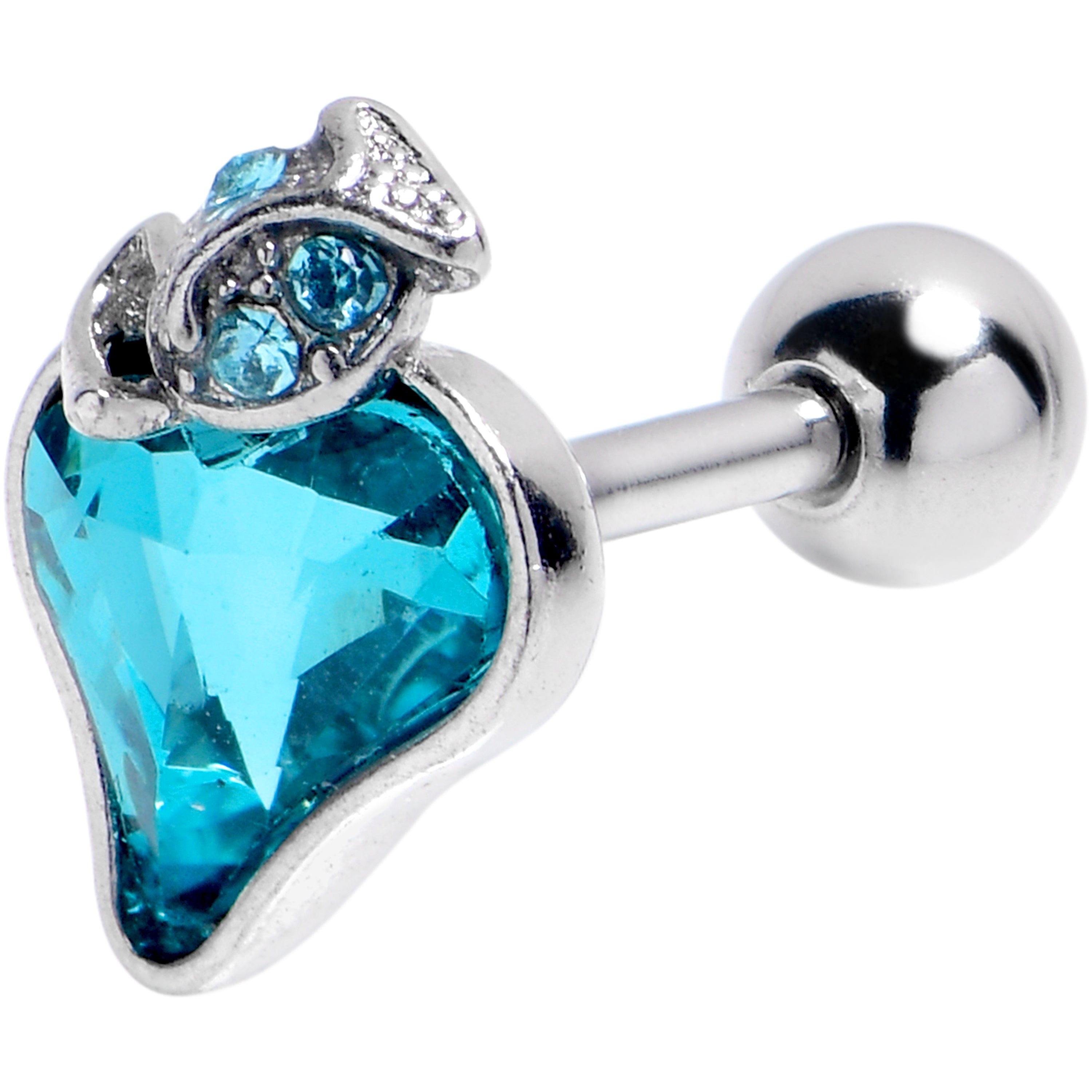 16 Gauge 1/4 Blue Gem Strawberry Love Cartilage Tragus Earring