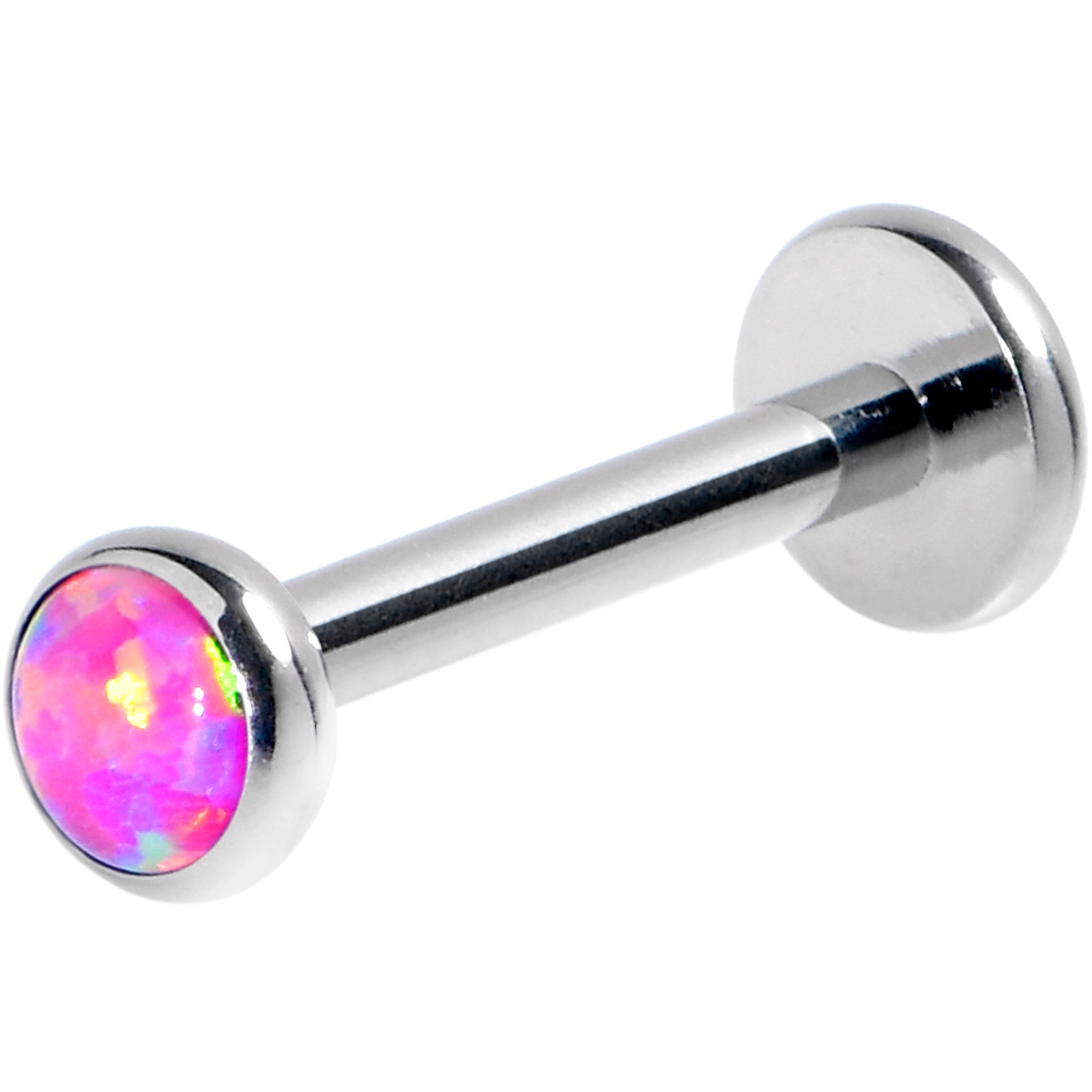 16 Gauge 5/16 Pink Synthetic Opal G23 Titanium Threadless Push In Labr