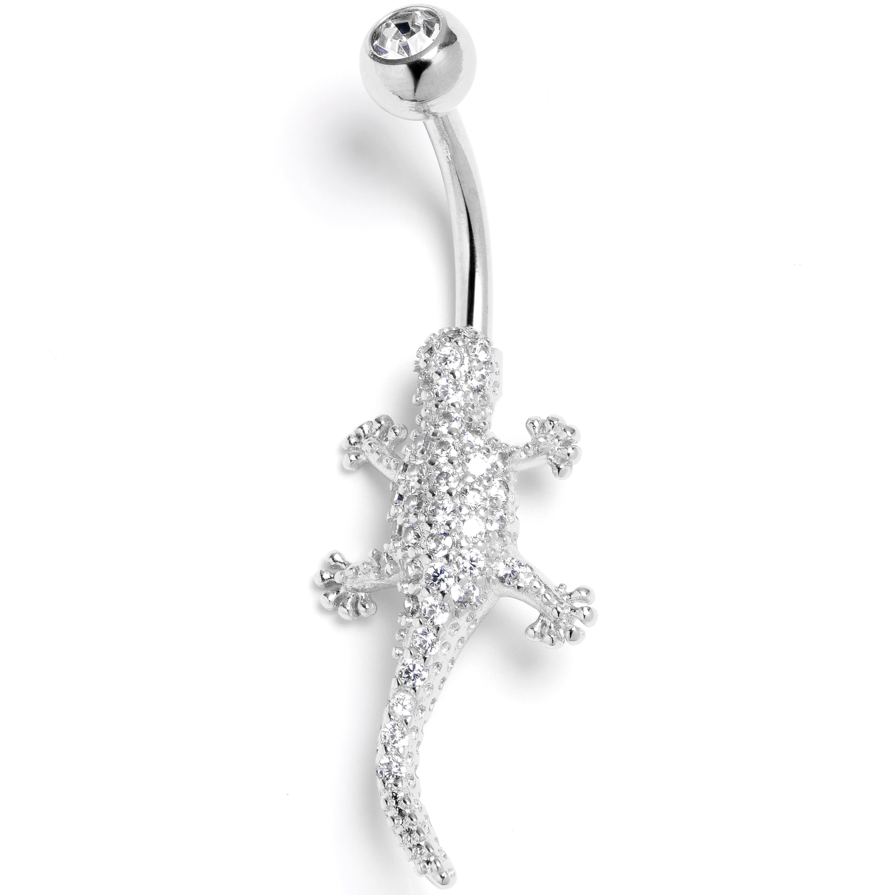 Clear CZ Gem Luxurious Lizard Belly Ring