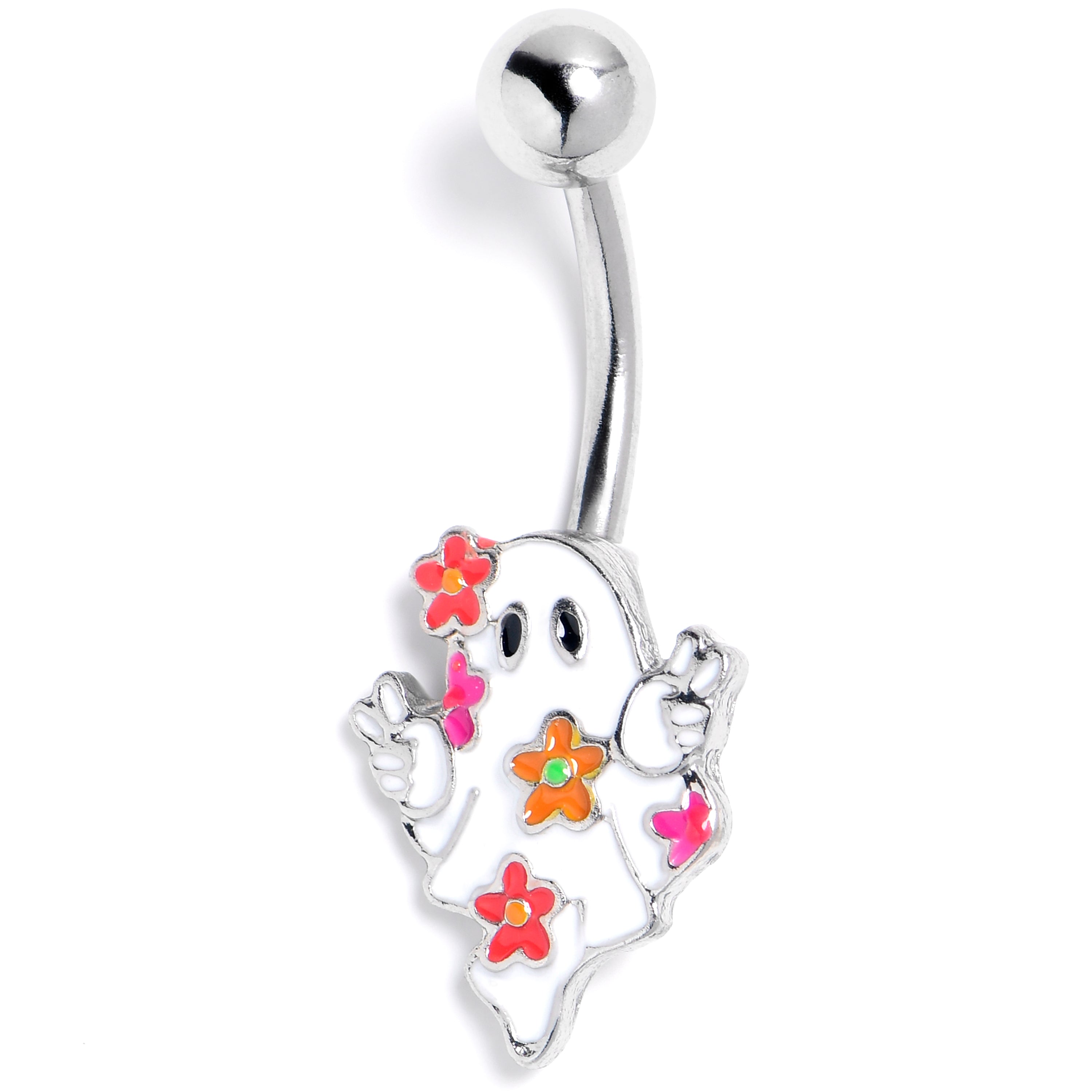 Halloween Floral Ghost Belly Ring