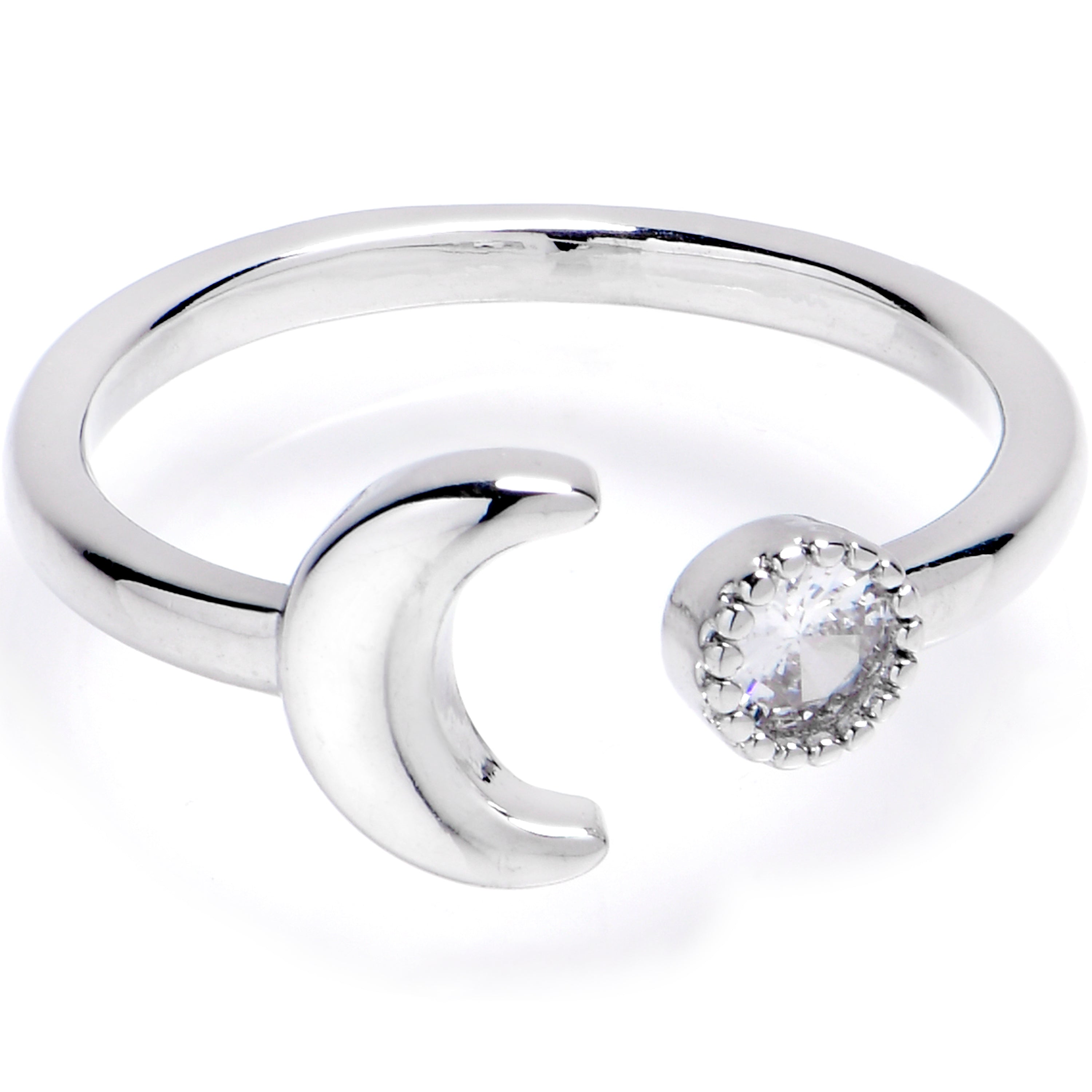 Clear Gem Crescent Moon Adjustable Toe Ring