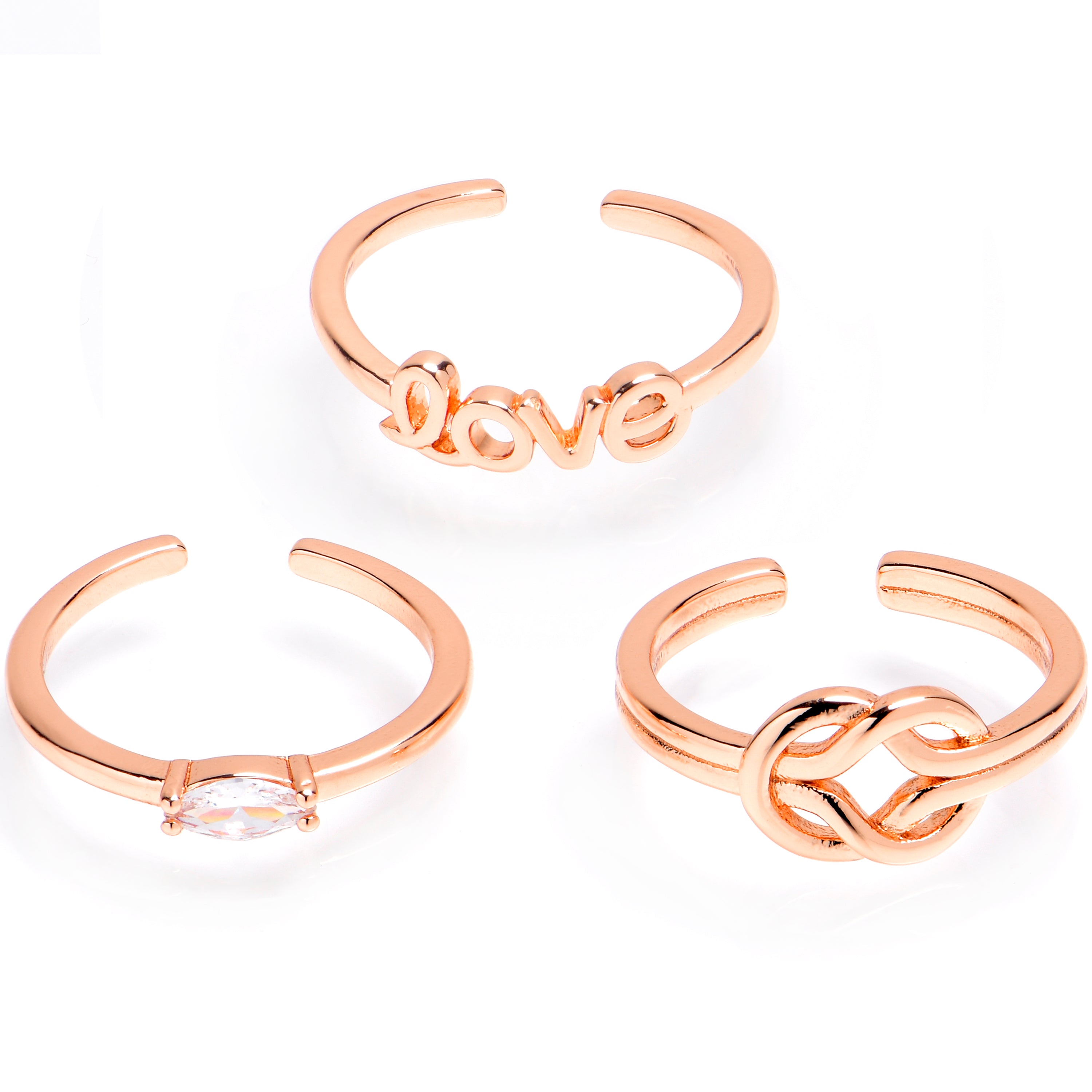 Clear Gem Love Knot Rosy Adjustable Toe Ring