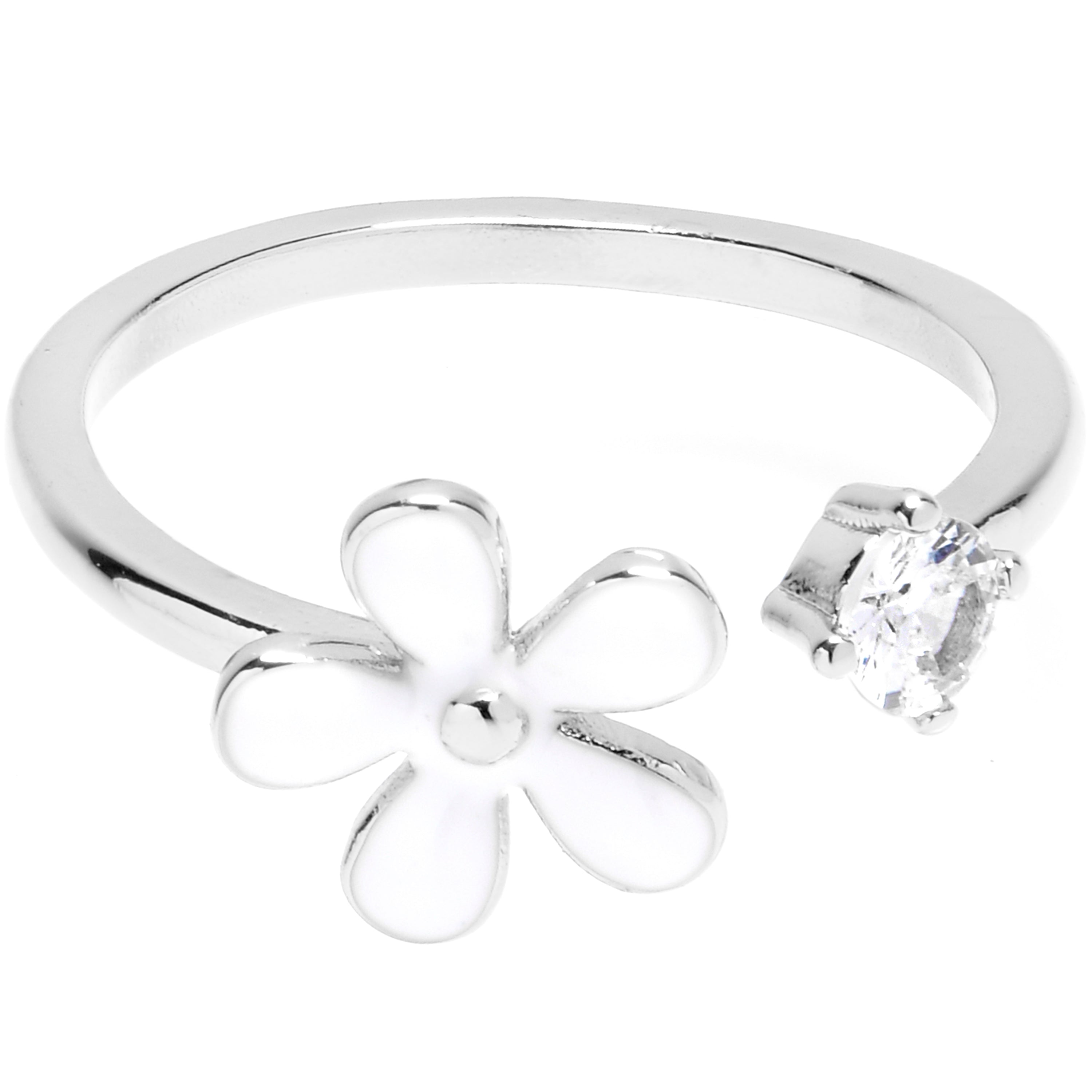 Clear Gem Hippie Flower Adjustable Toe Ring