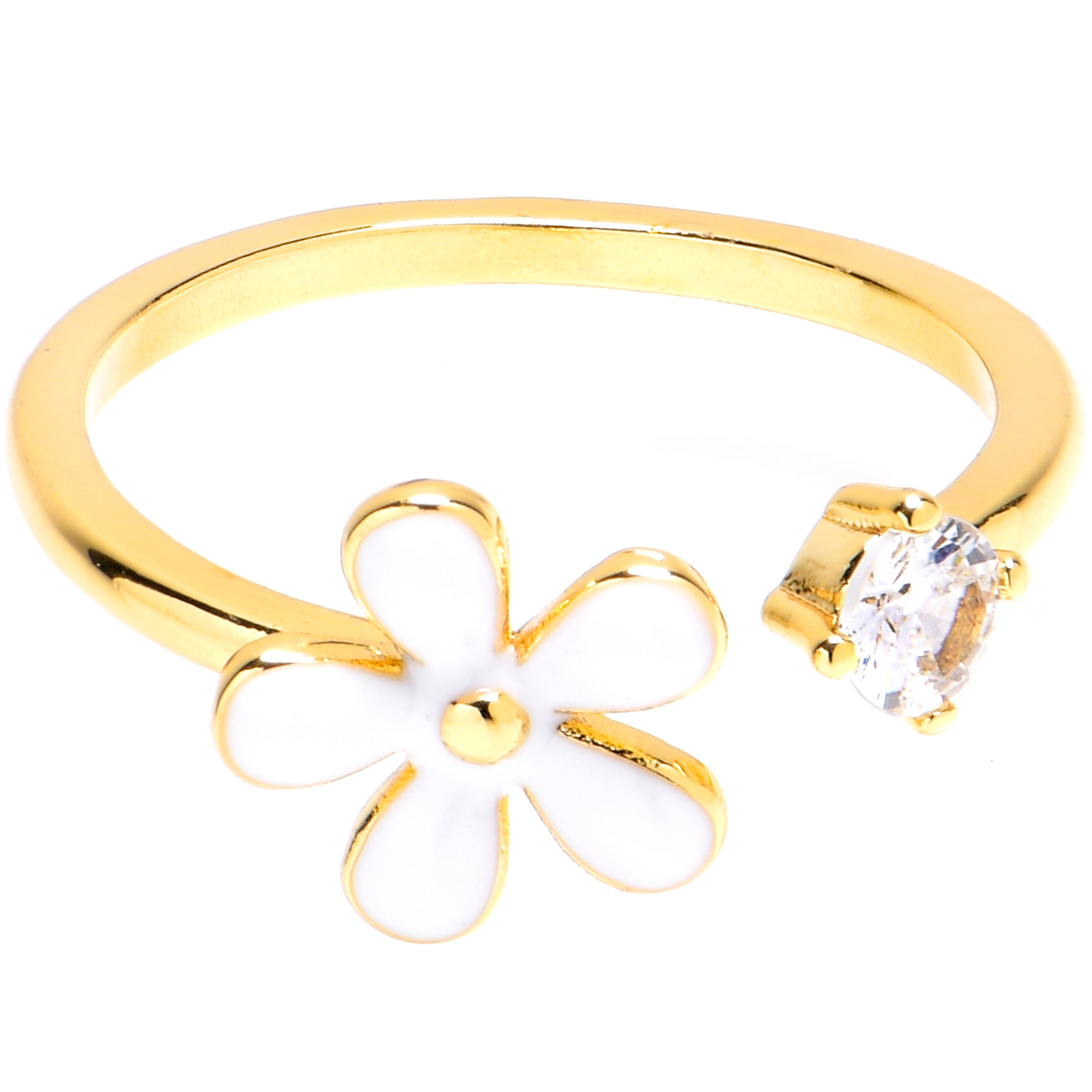 Clear Gem Hippie Flower Golden Adjustable Toe Ring