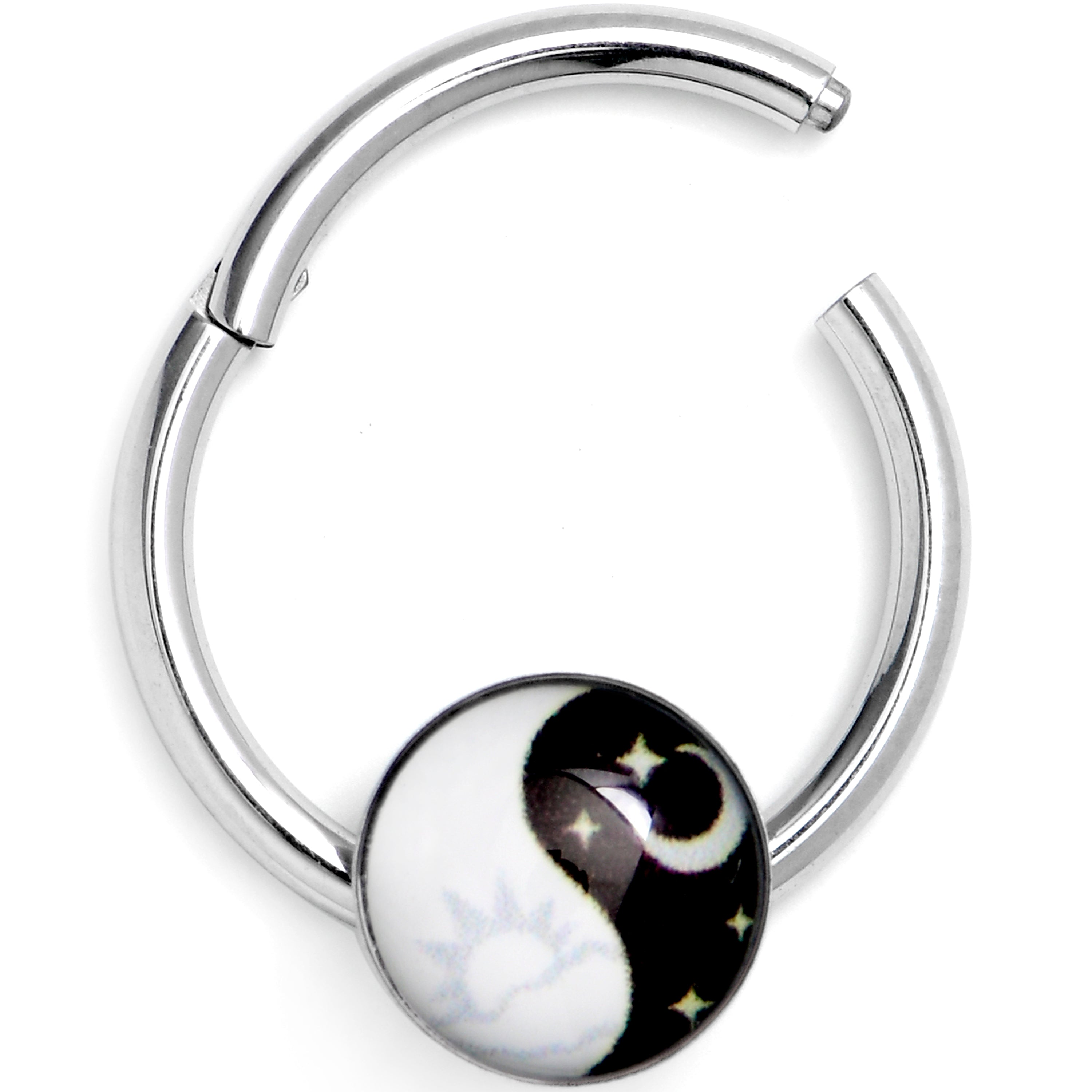 16 Gauge 3/8 Night and Day Yin Yang Hinged Segment Ring