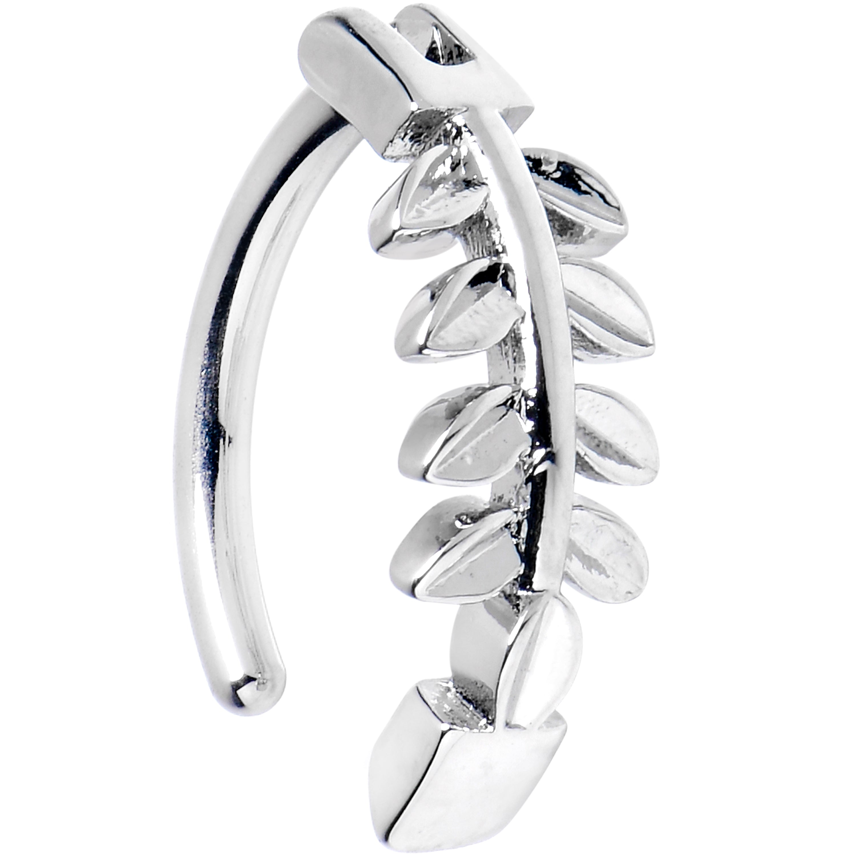 14 Gauge 3/8 Grade 23 Titanium Leafy Branch Hinged Hoop Belly Ring