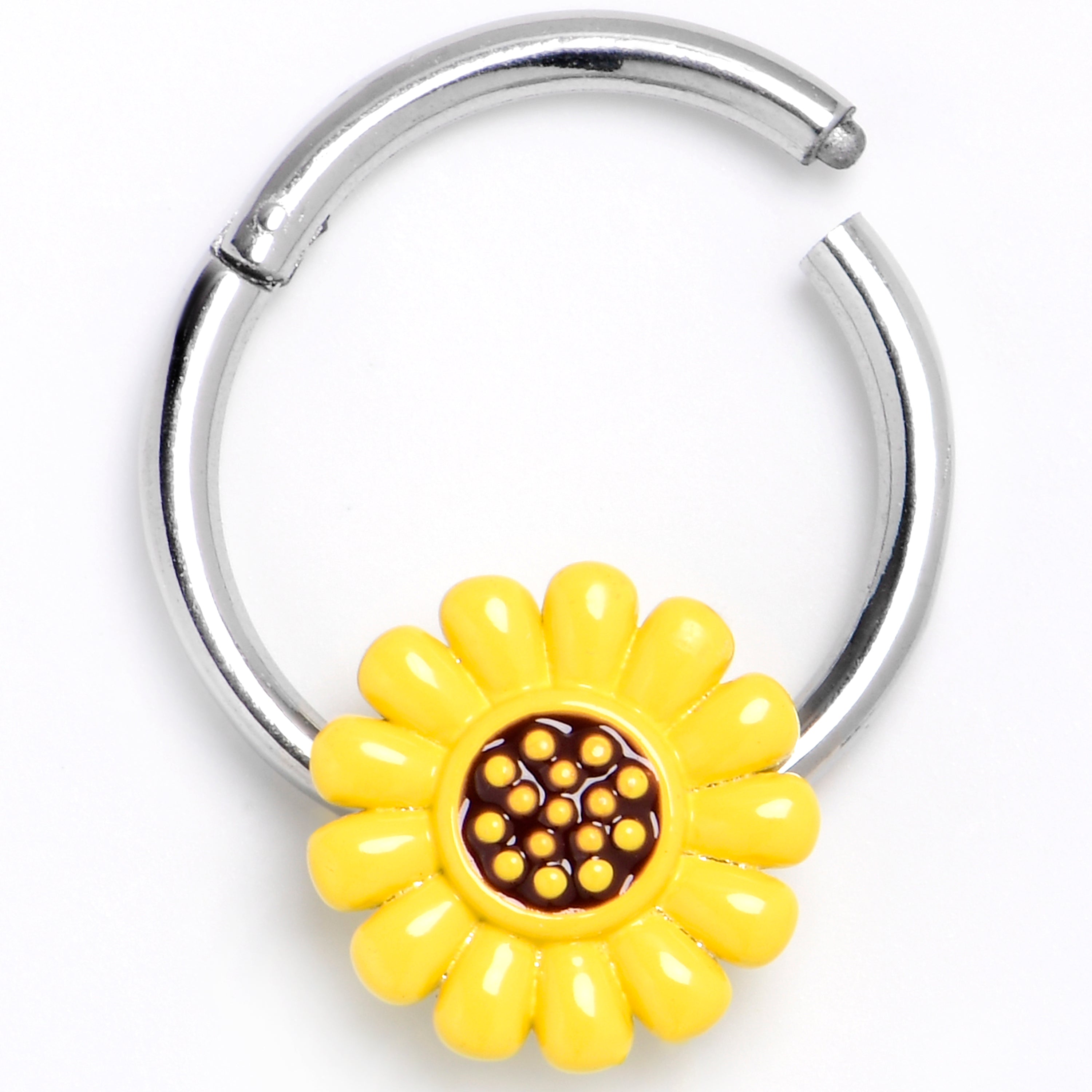 16 Gauge 3/8 Sunny Simple Sunflower Hinged Segment Ring