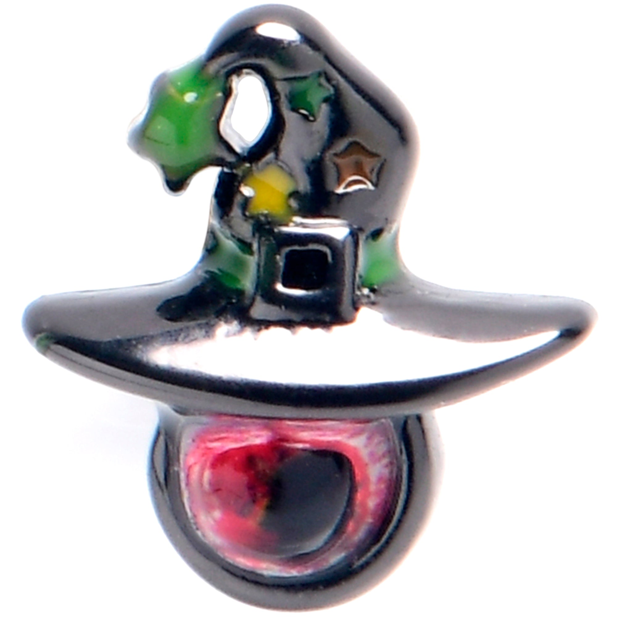 20 Gauge 7mm Black Red Eye Witch Hat L-Shape Nose Ring