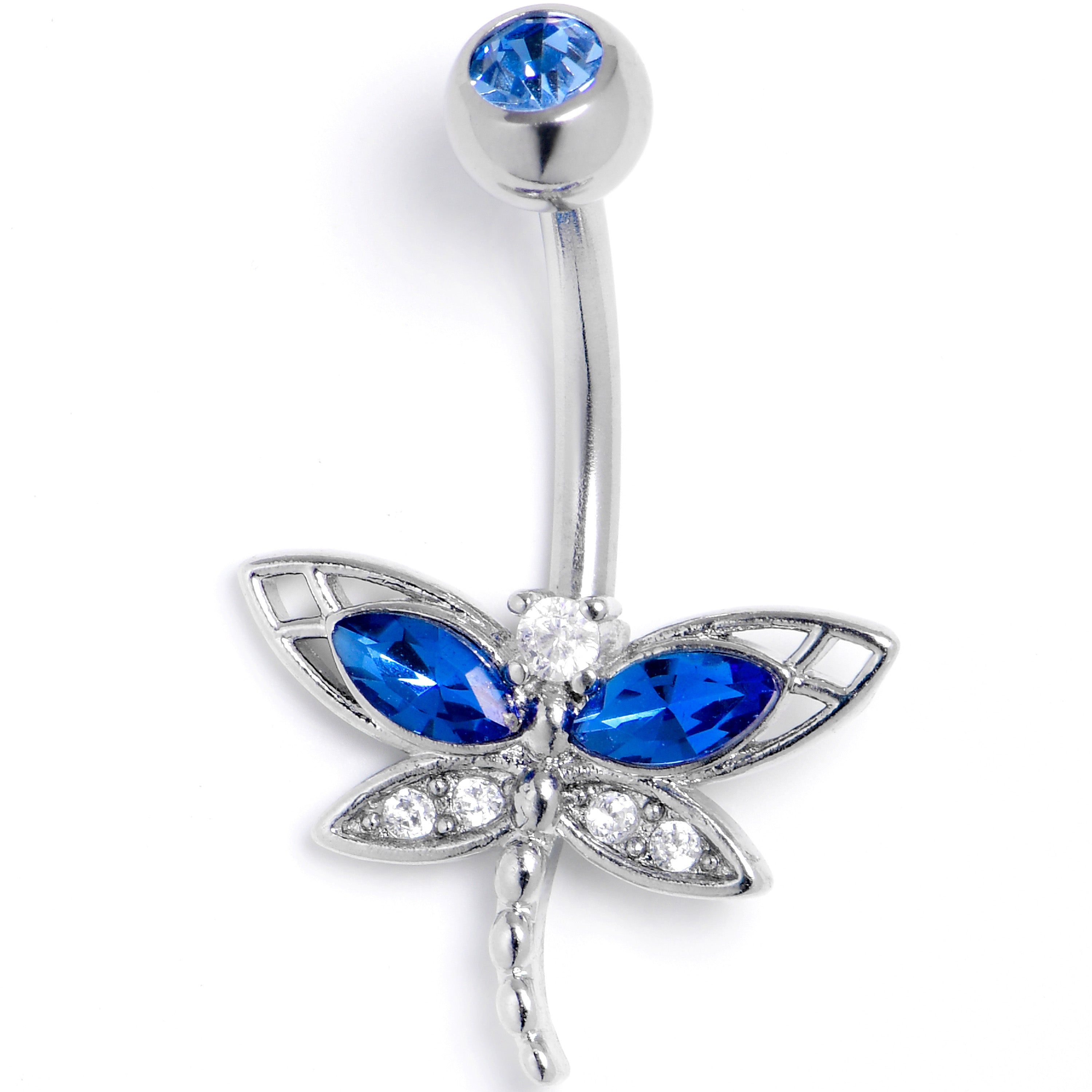 Clear Blue Gem Dragonfly Dream Belly Ring