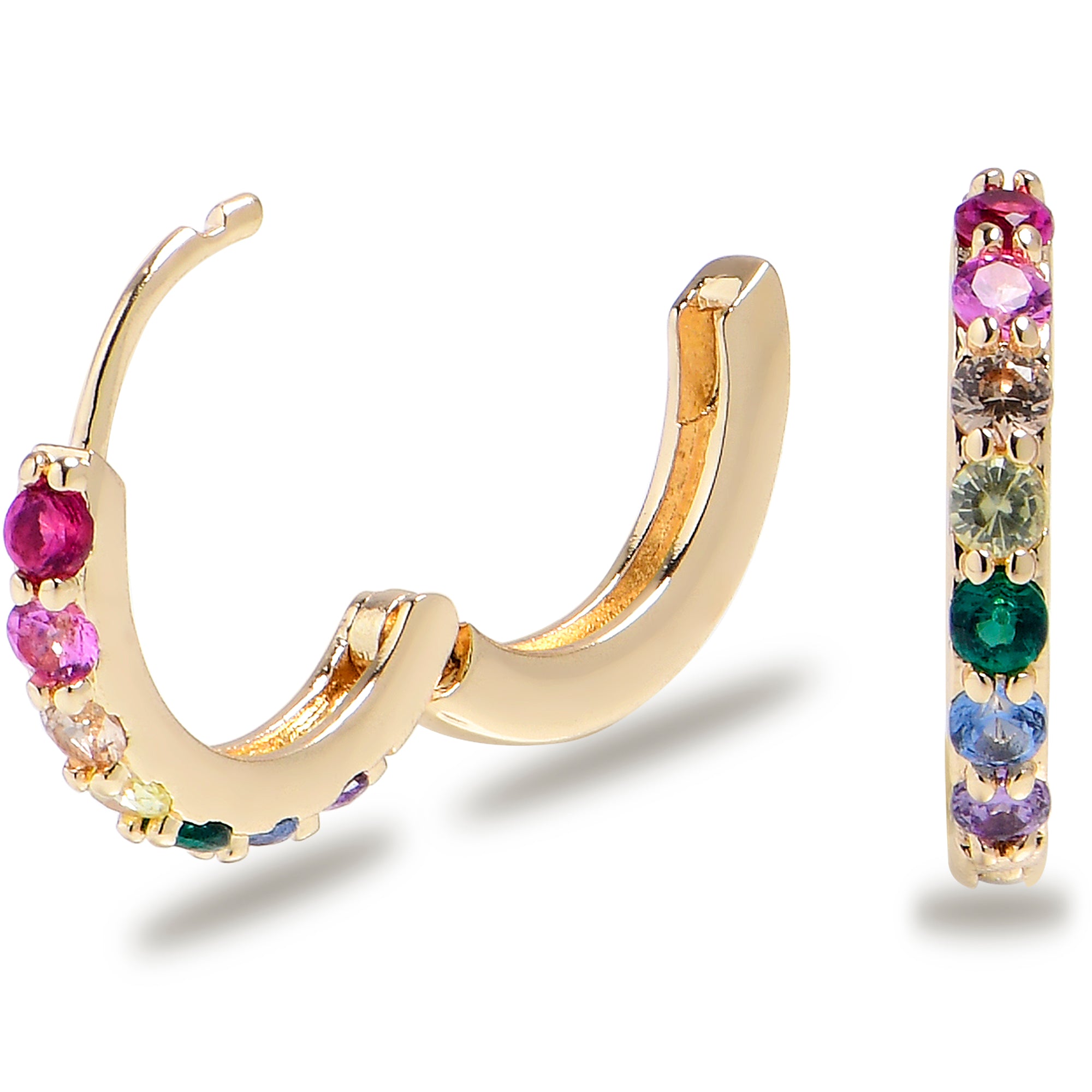 Ania Haie Gold Rainbow Huggie Hoop Earrings E048-05G – 7-Degree & Co.