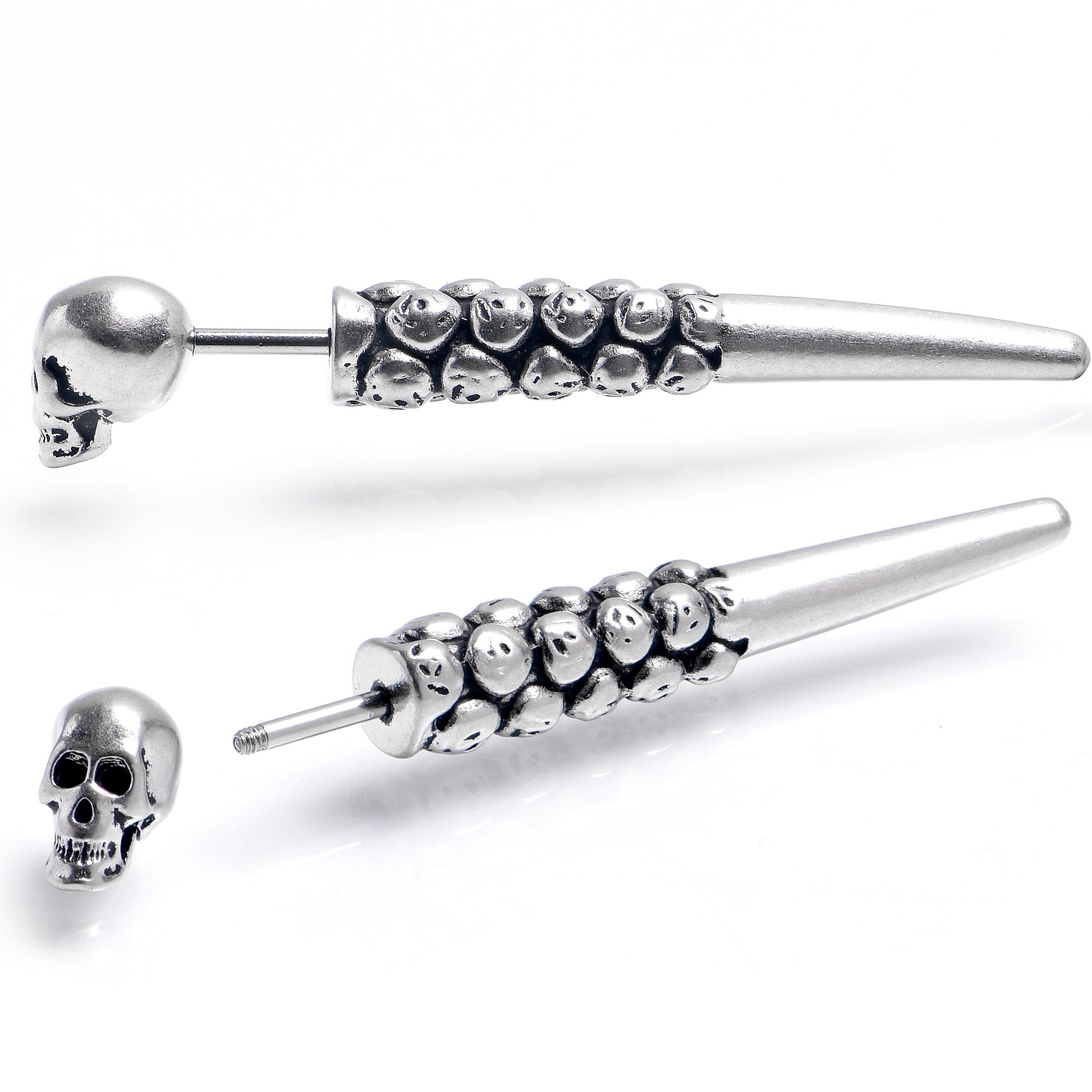 Skull Head Stainless Steel Screw Taper Cheater Plug Set