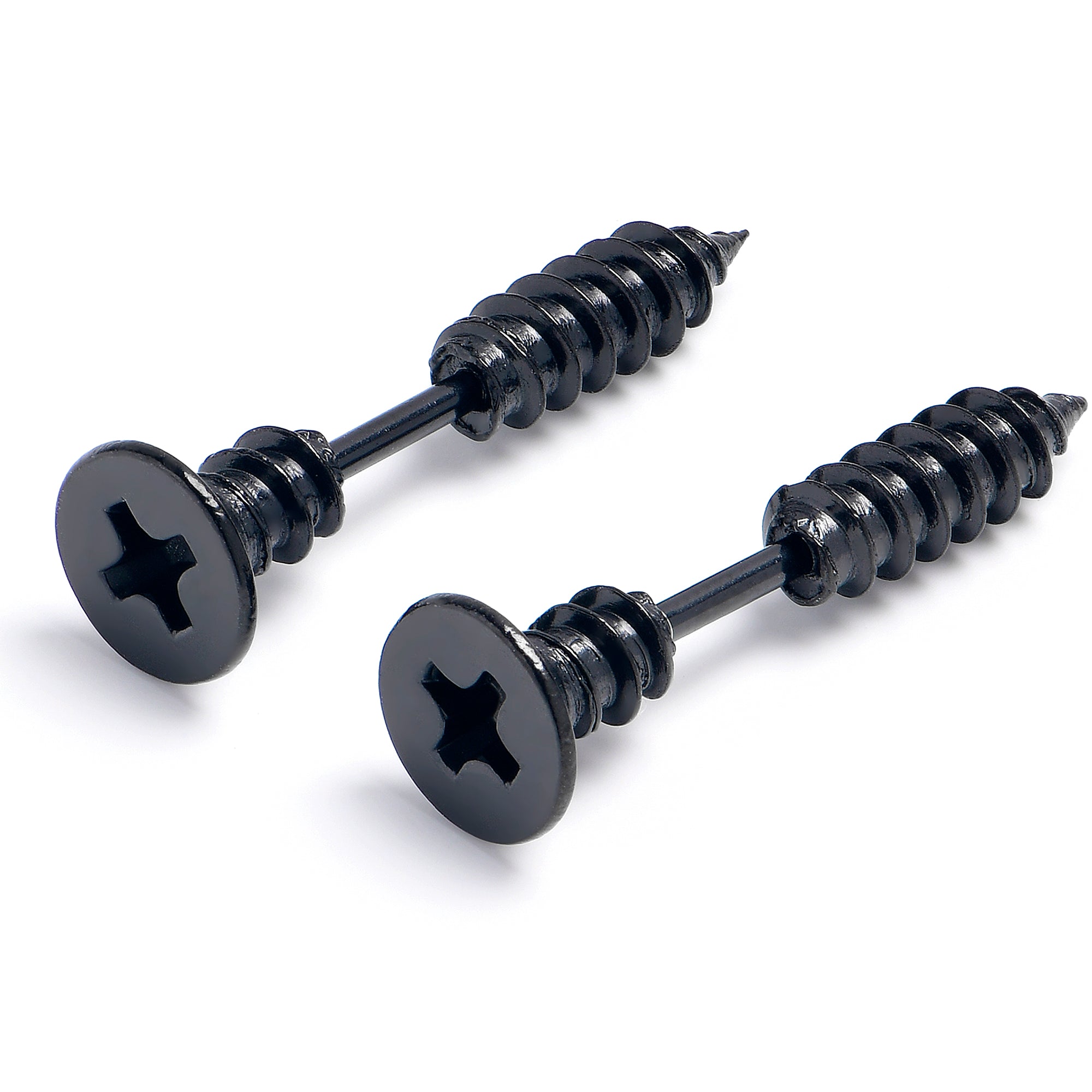 Black Stainless Steel Screw Stud Earrings Cheater Plug Set