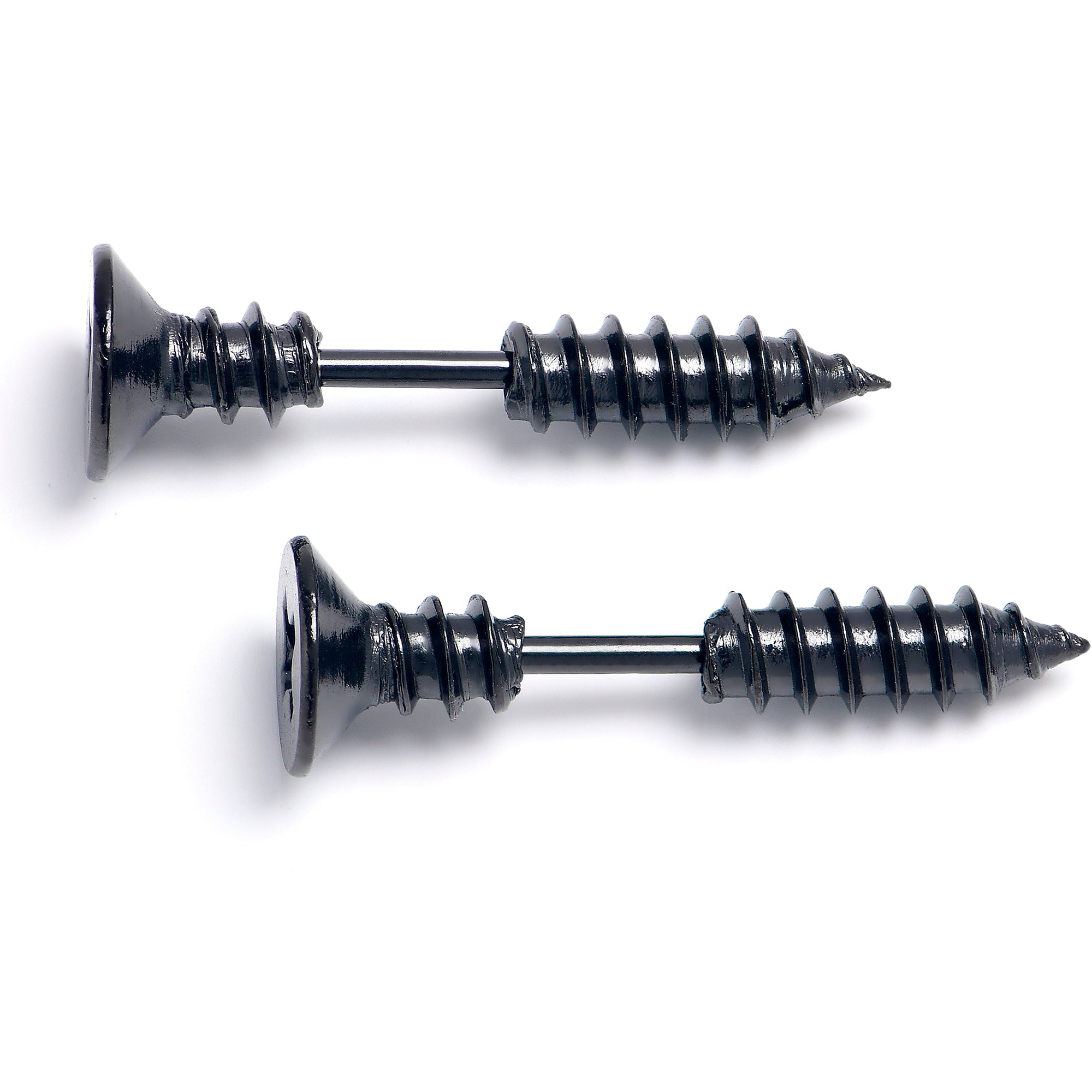 Black Stainless Steel Screw Stud Earrings Cheater Plug Set