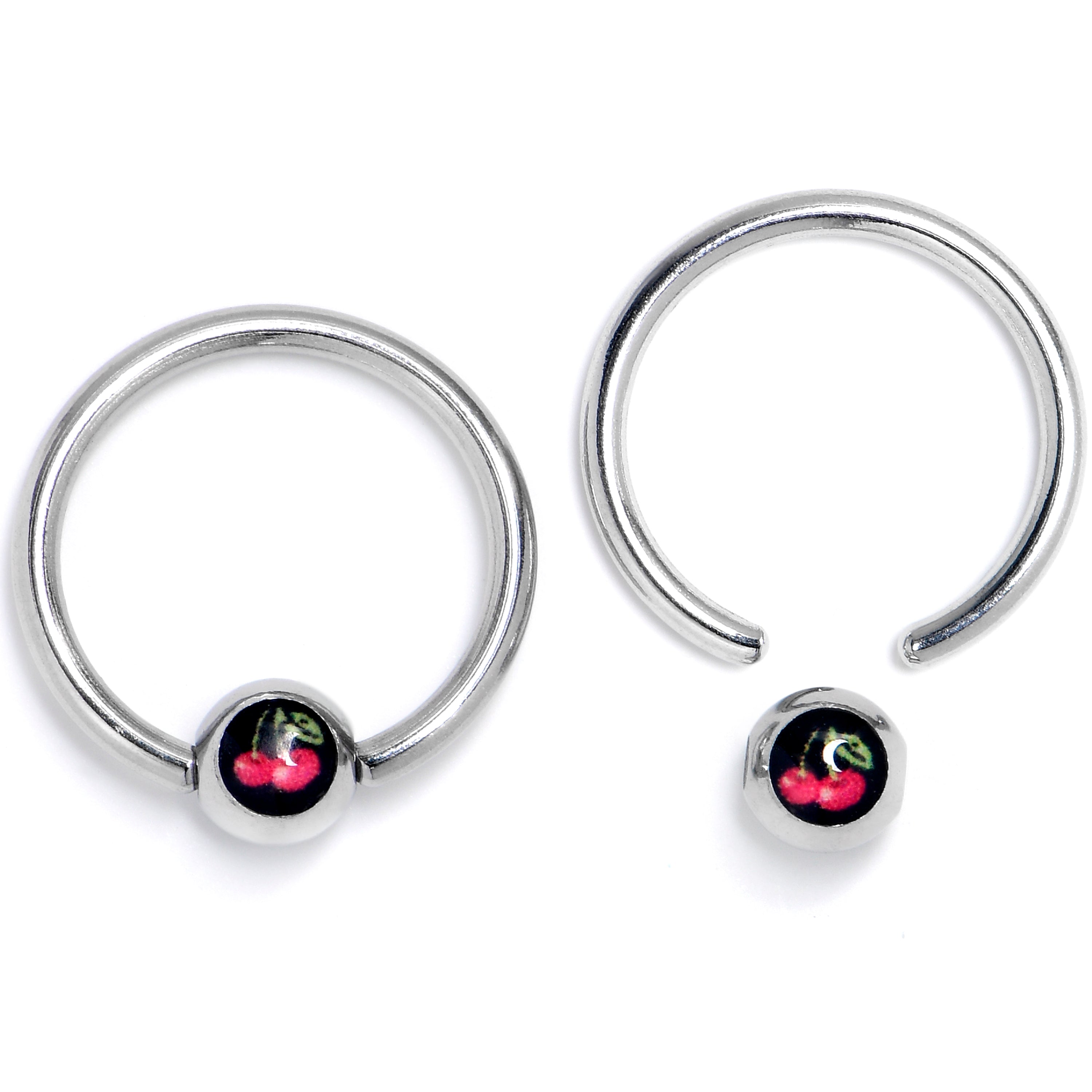 16 Gauge 3/8 Cherry Ball BCR Captive Ring Set of 4