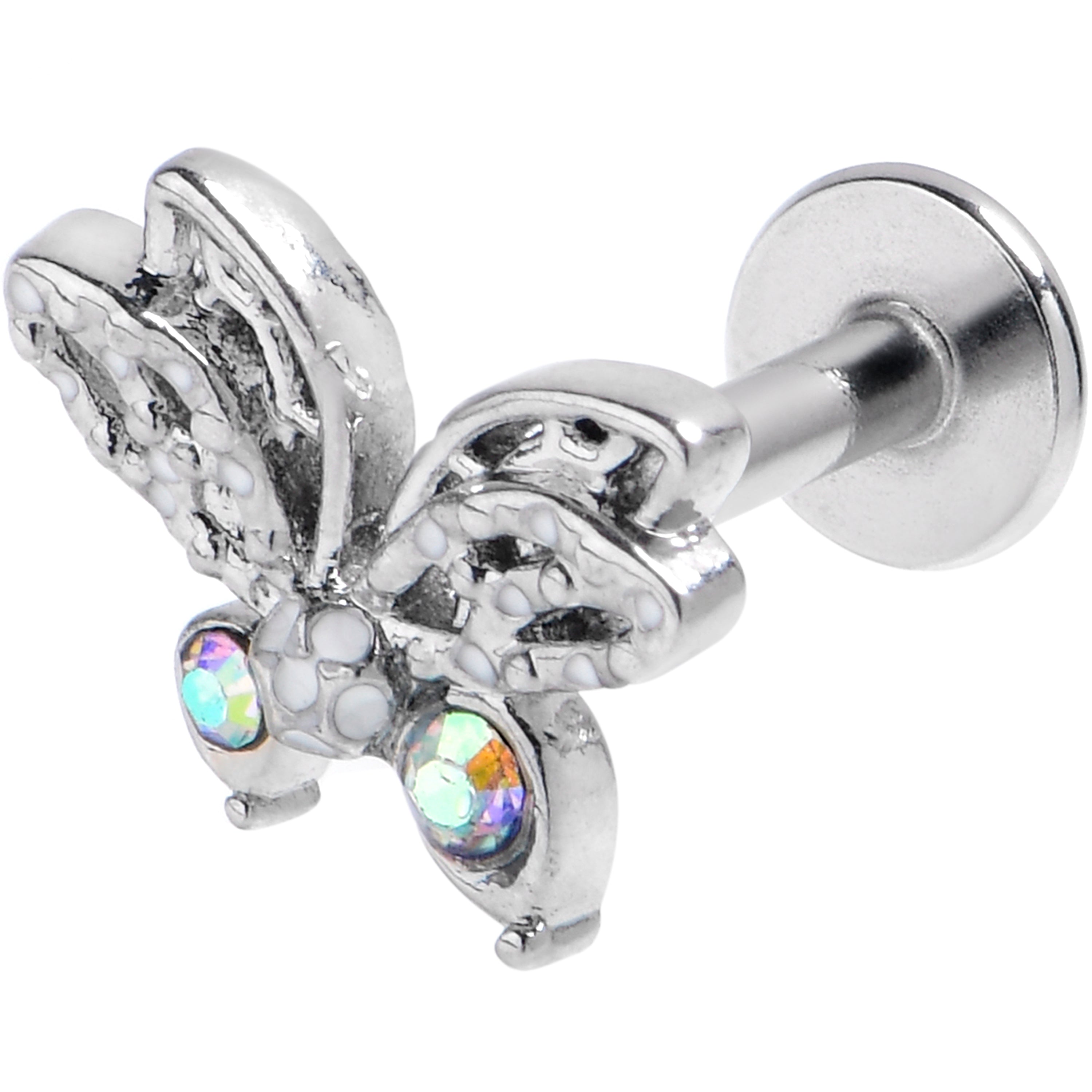 16 Gauge 5/16 Aurora CZ Gem Ultra Drama Butterfly Labret Monroe Tragus