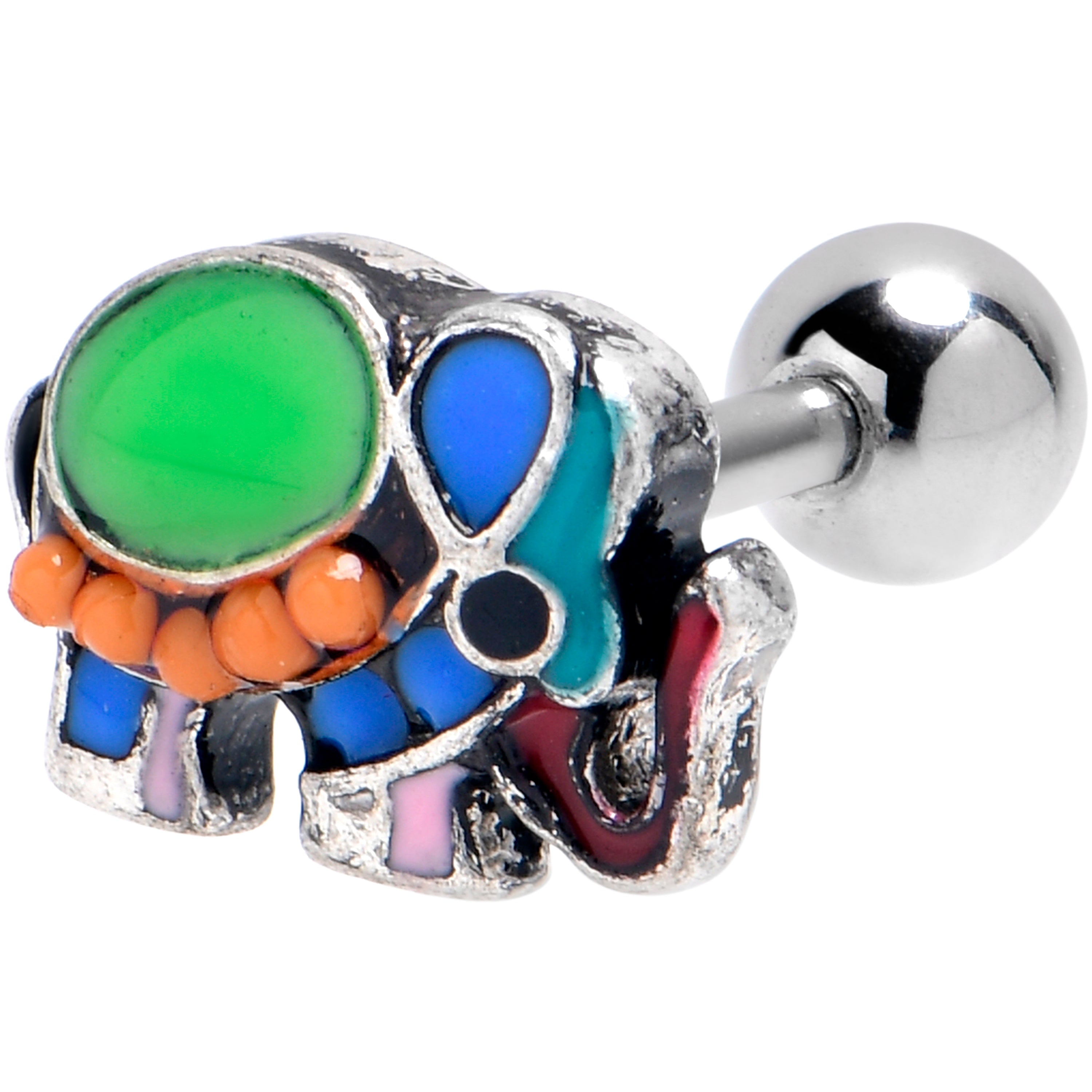 16 Gauge 1/4 Colorful Elephant Cartilage Tragus Earring