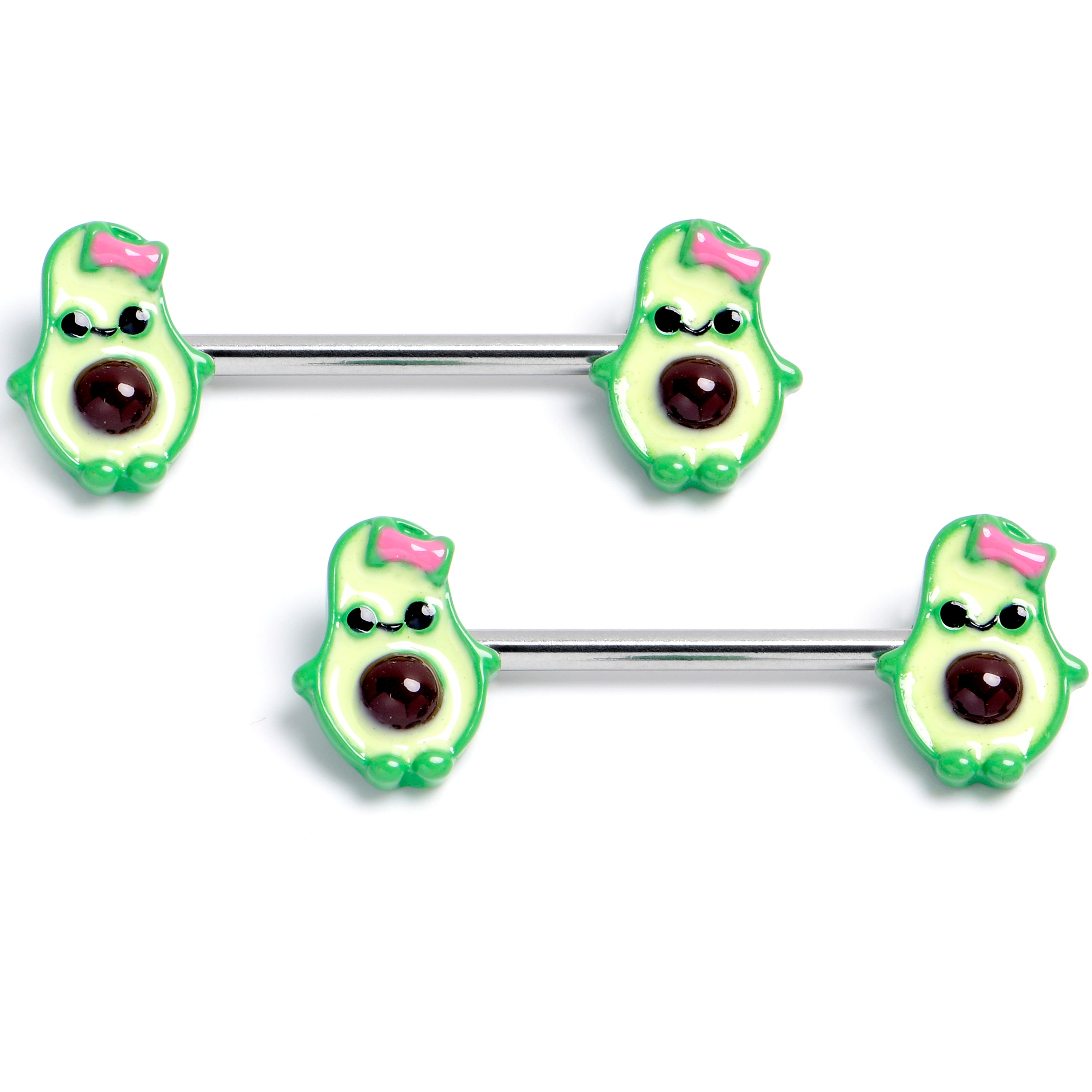 14 Gauge 9/16 Cutie Avocado Barbell Nipple Ring Set