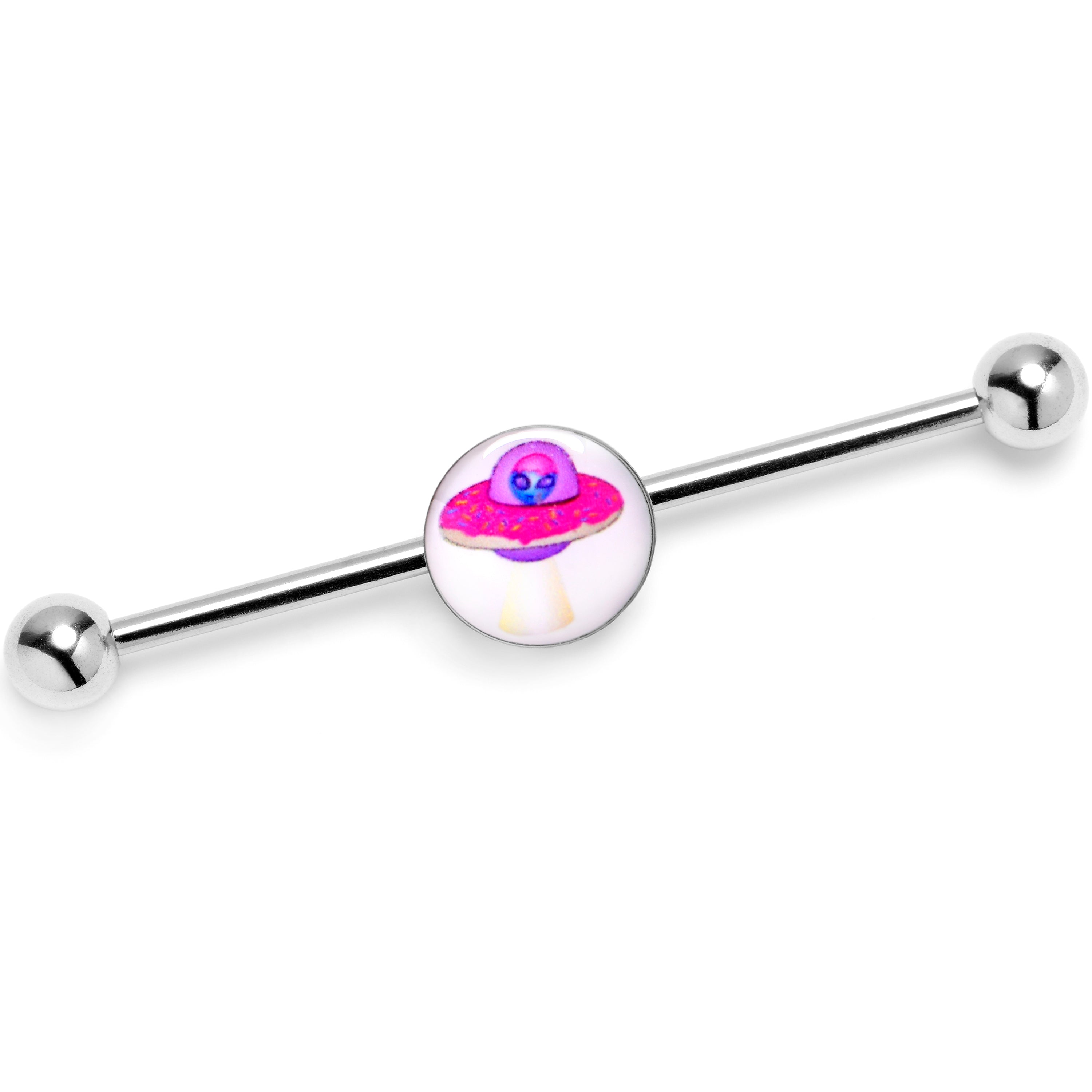 14 Gauge UFO Alien Ship Industrial Barbell 38mm