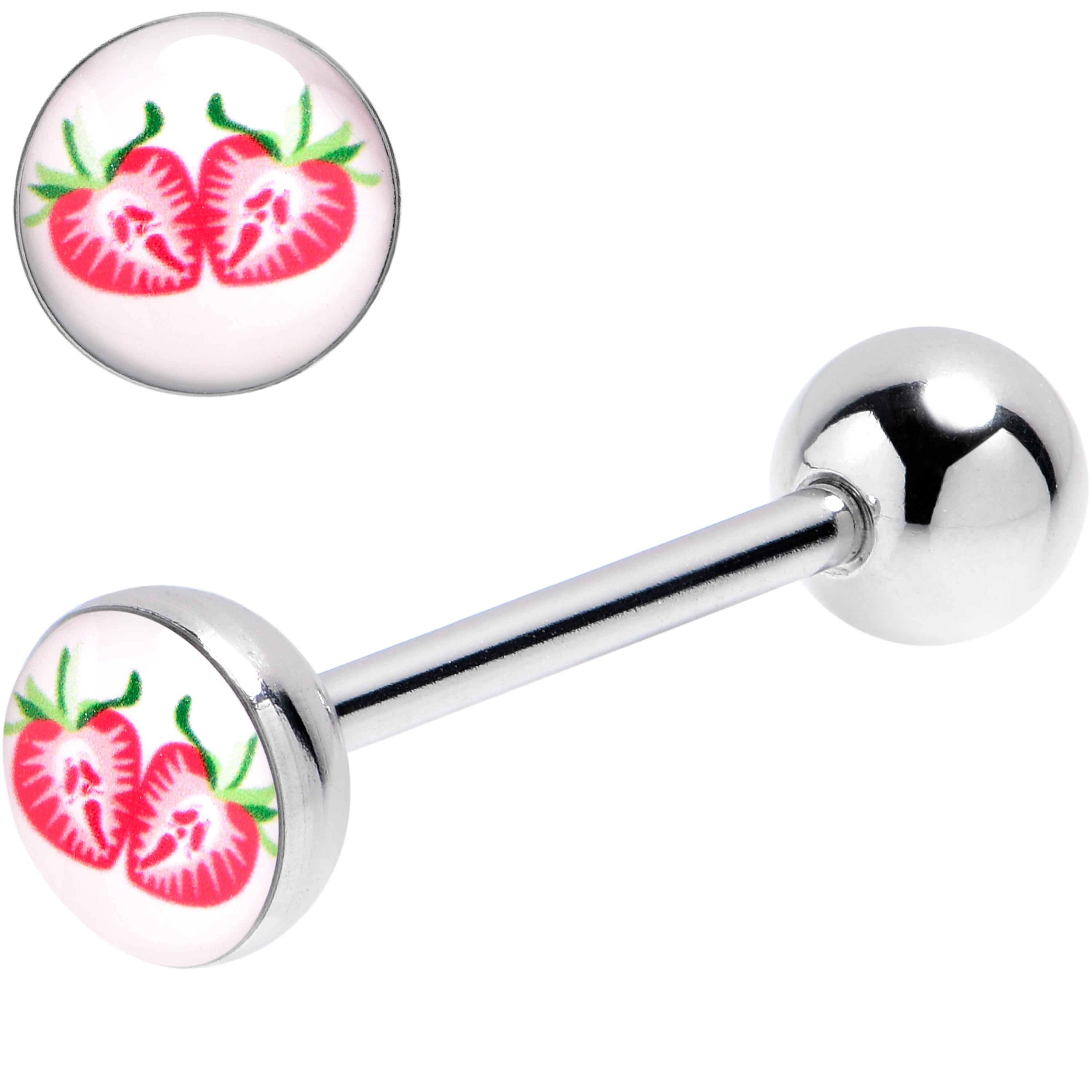 Screaming Strawberry Horror Fruit Barbell Tongue Ring