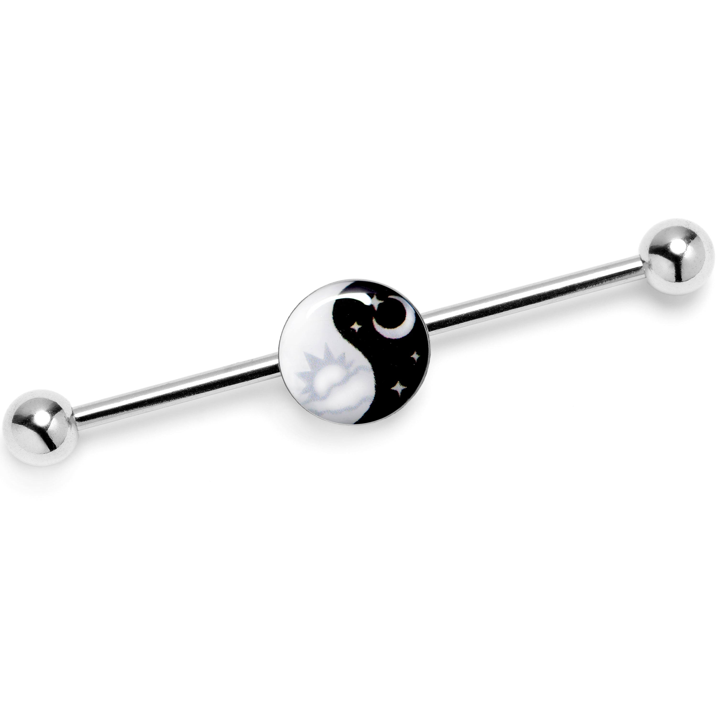 14 Gauge Night And Day Yin Yang Industrial Barbell 38mm