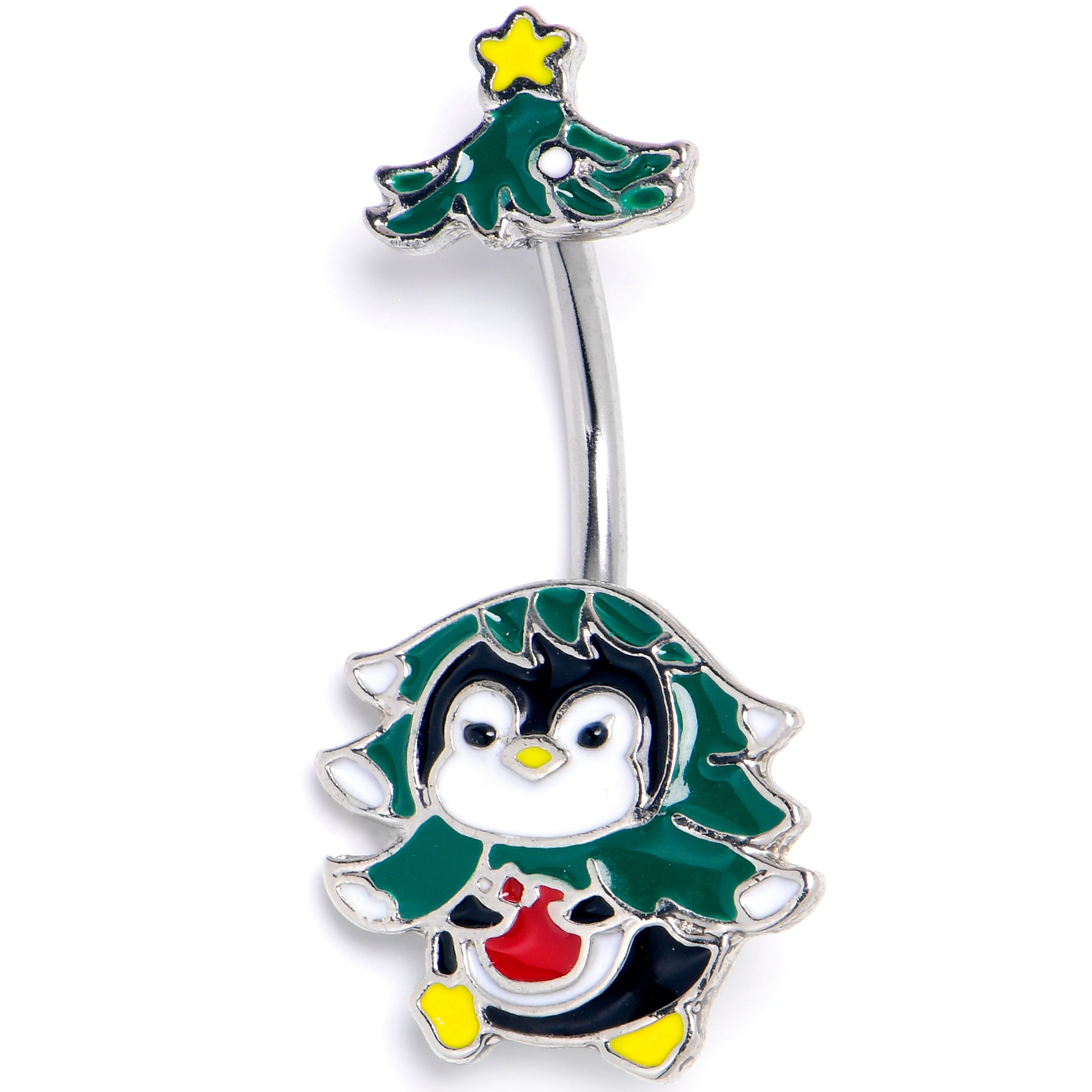 Christmas Tree Penguin Double Mount Belly Ring