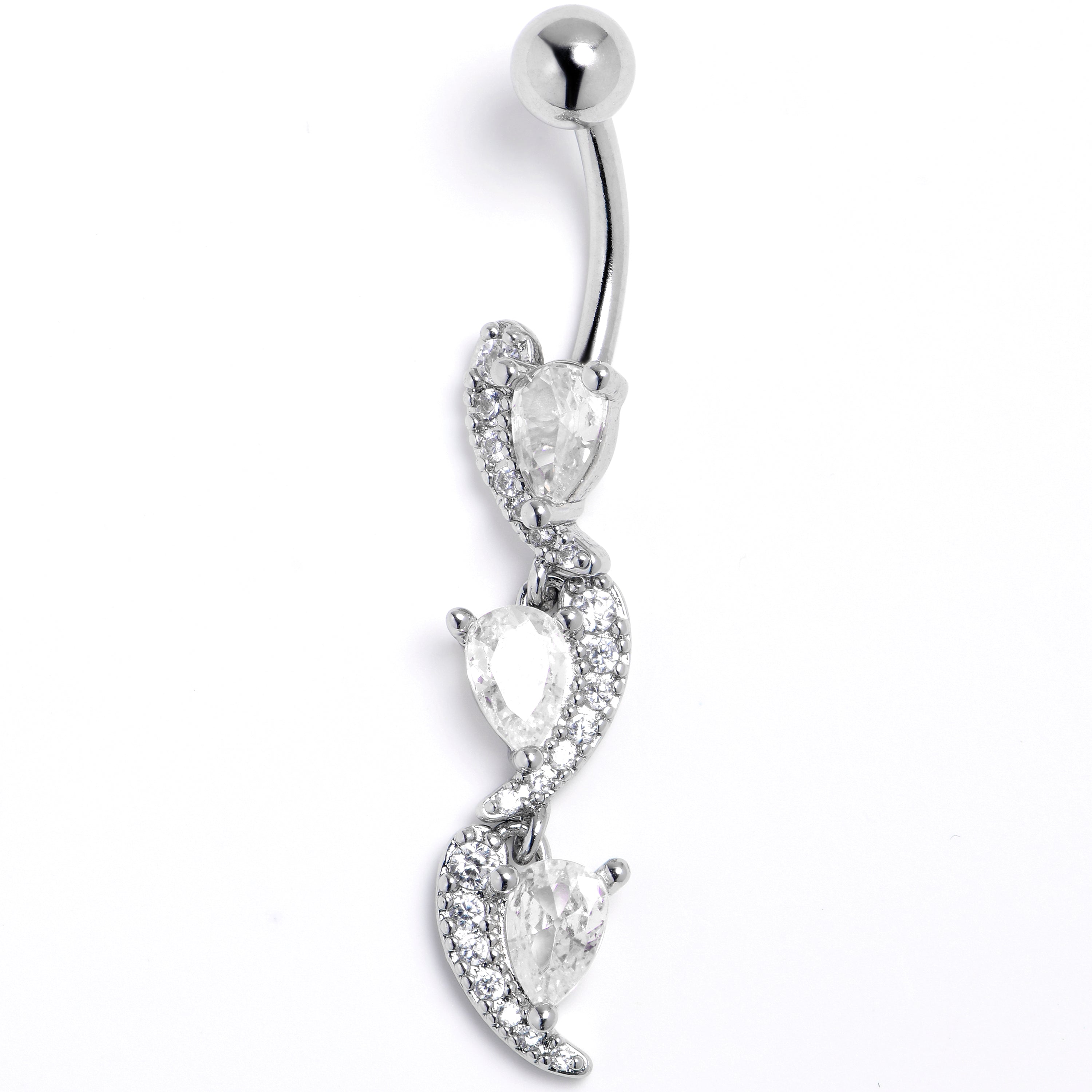 Clear CZ Gem Super Style Swirl Dangle Belly Ring