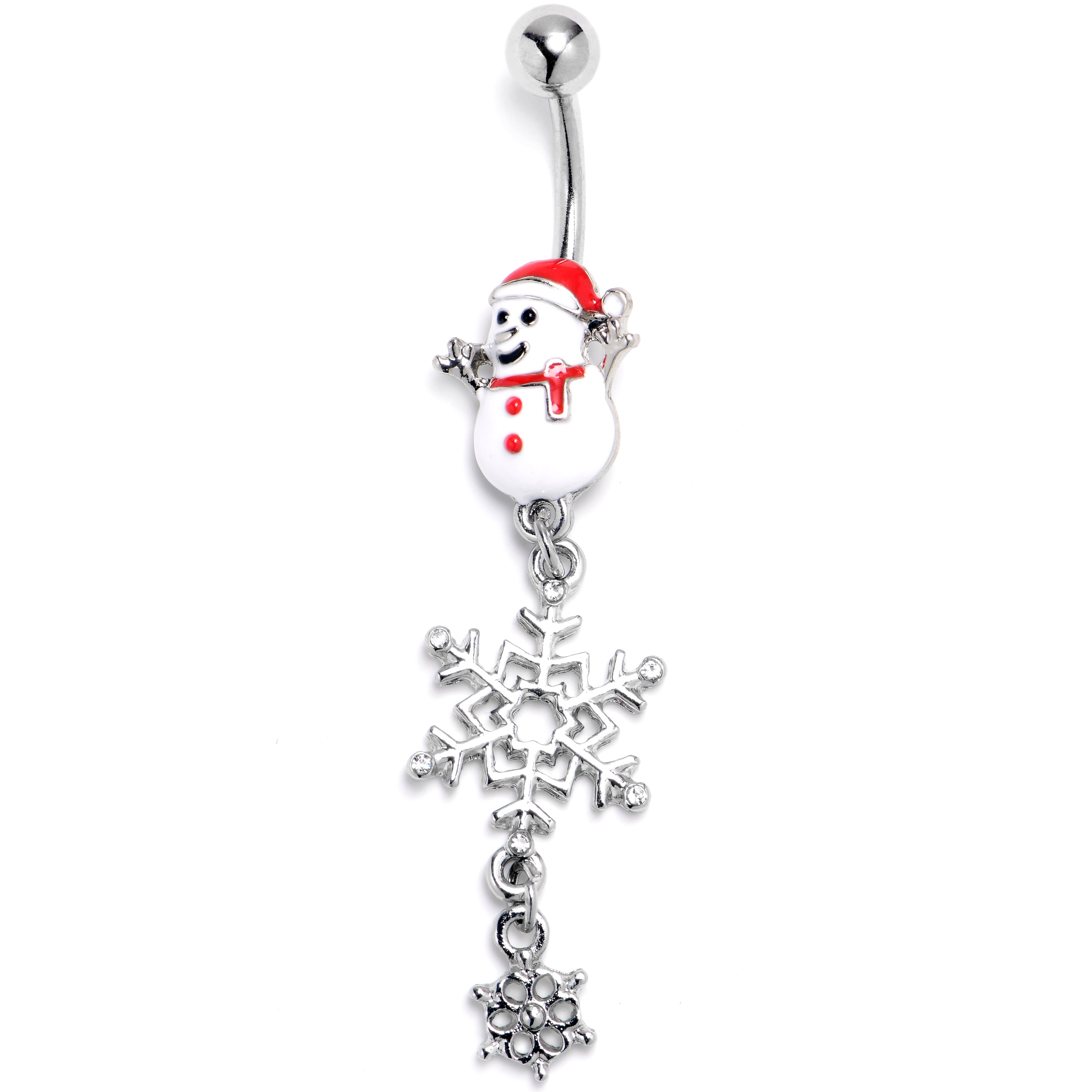 Hooray For Snow Snowman Dangle Belly Ring