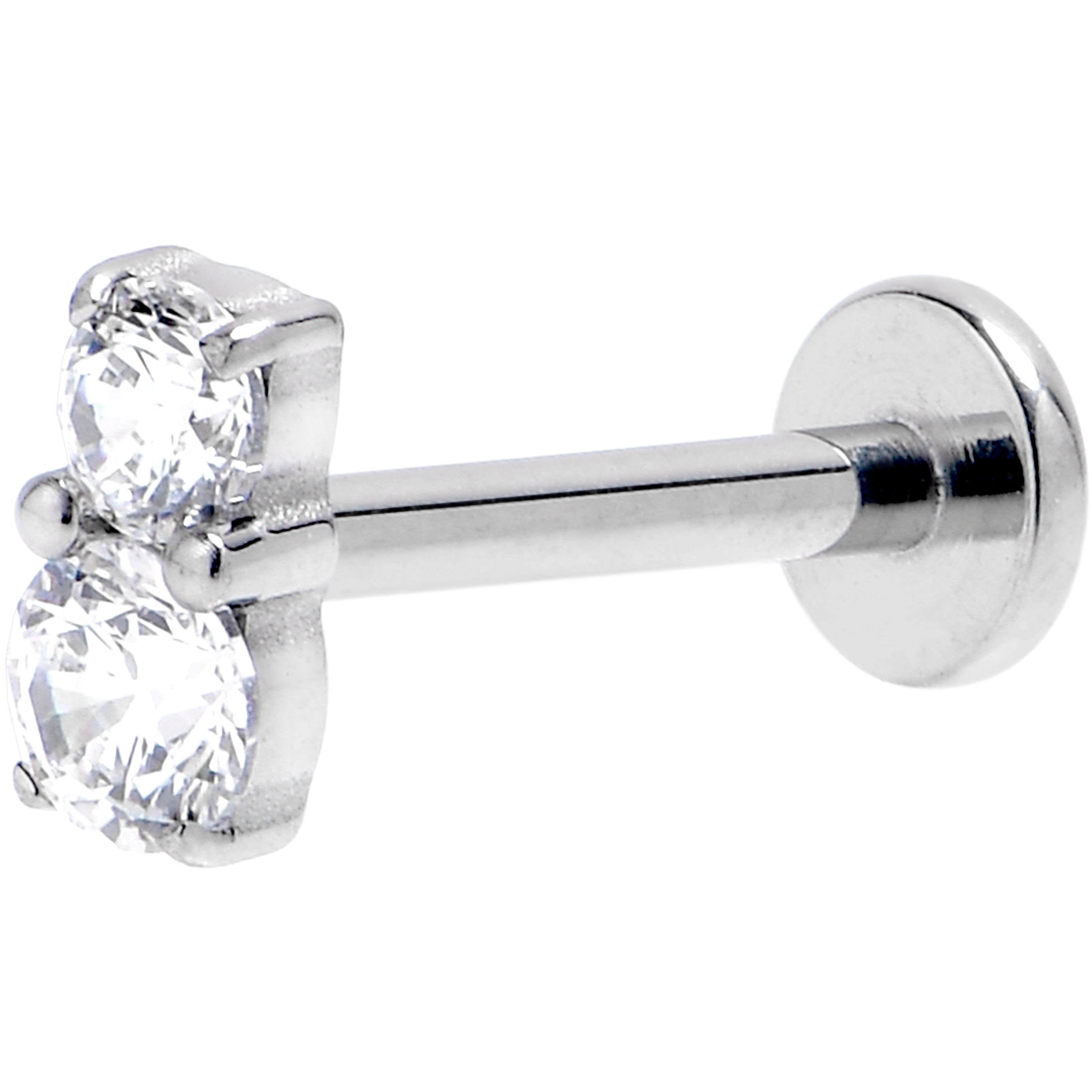 16 Gauge 5/16 Clear Gem G23 Titanium Threadless Push In Labret Tragus