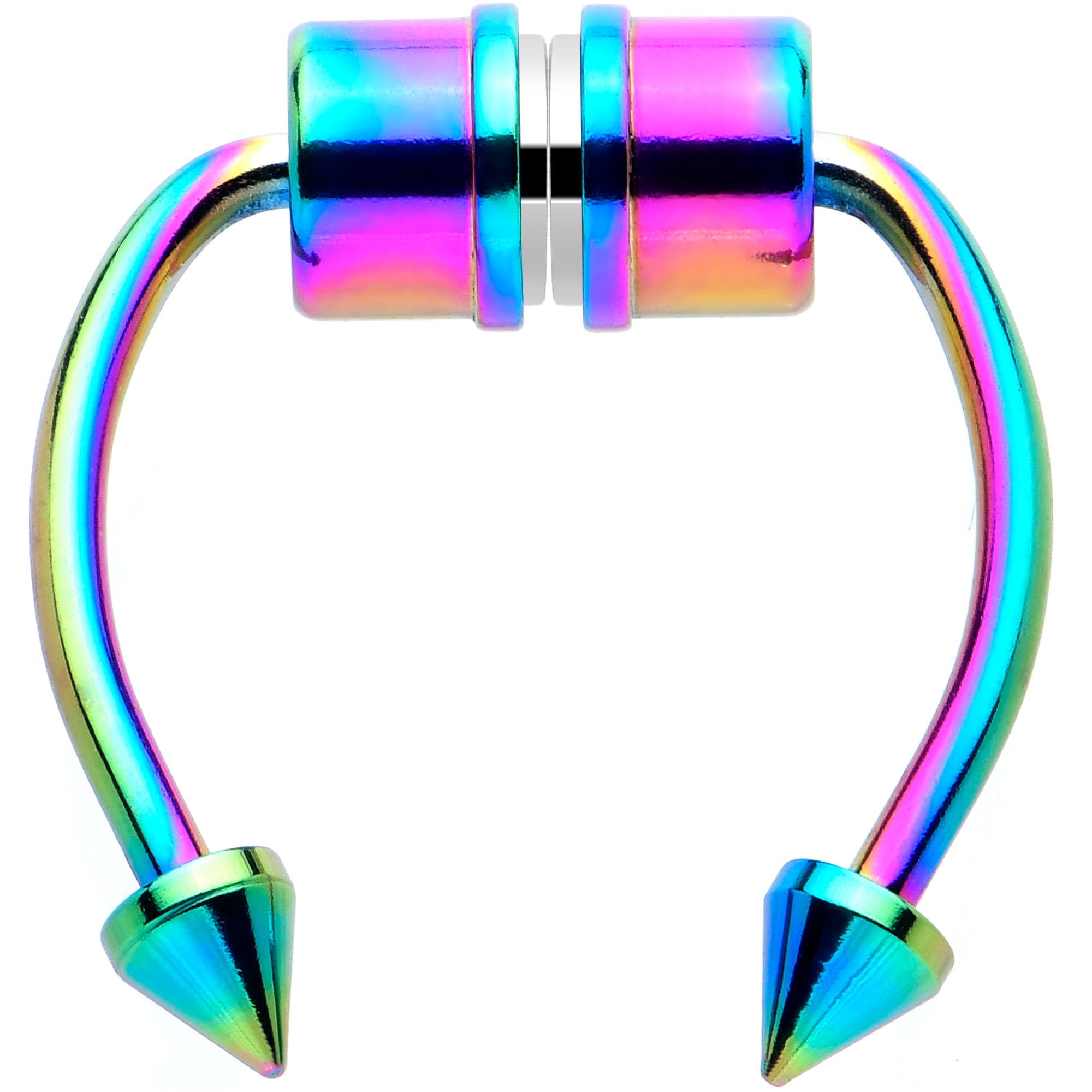 Rainbow PVD Magnetic Septum Ring Horseshoe Non-Pierced Fake Nose Ring Set