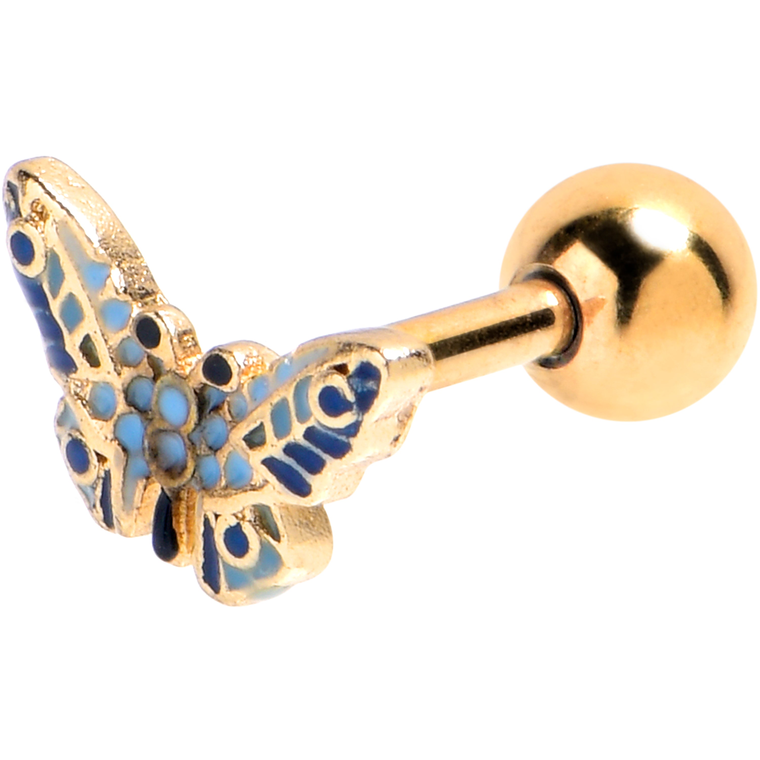 16 Gauge 1/4 Gold Tone Evening Butterfly Cartilage Tragus Earring