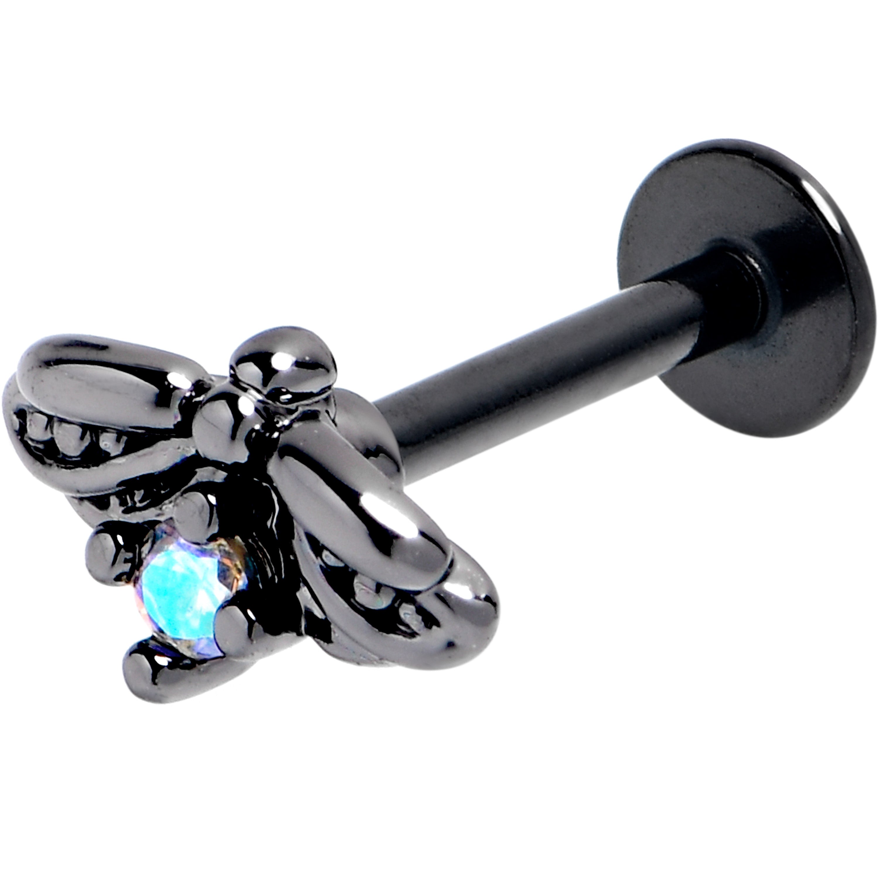 16 Gauge 5/16 Blue Gem Black Gothic Butterfly Labret Monroe Tragus