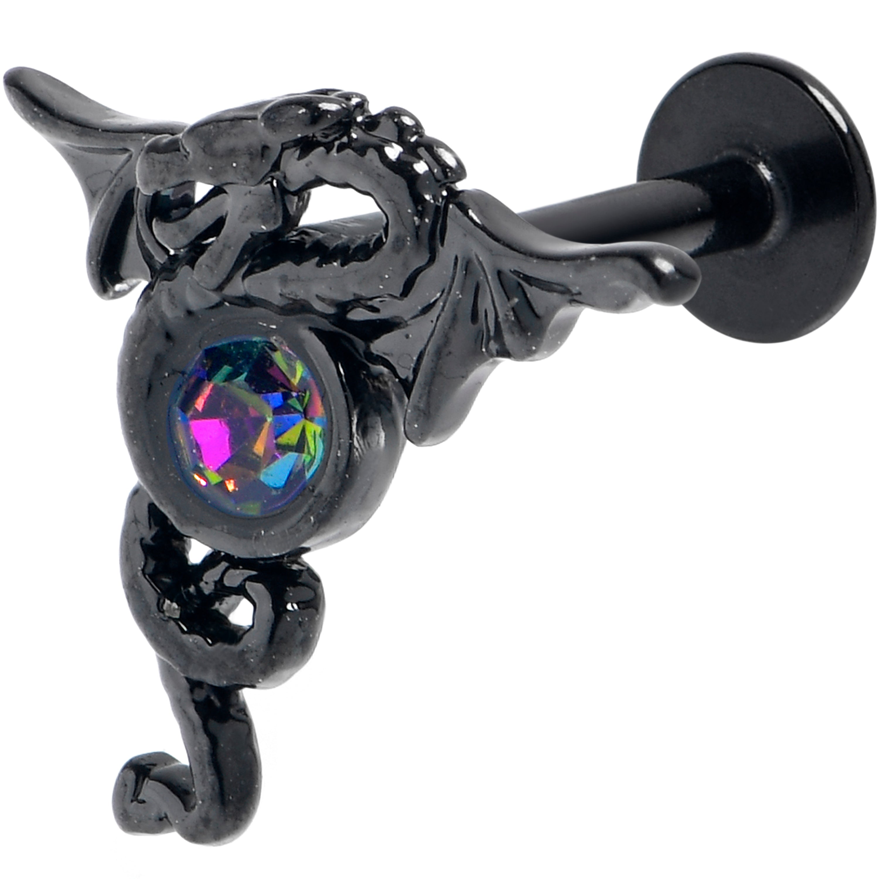 16 Gauge 5/16 Purple Tourmaline Black Majestic Dragon Labret Tragus