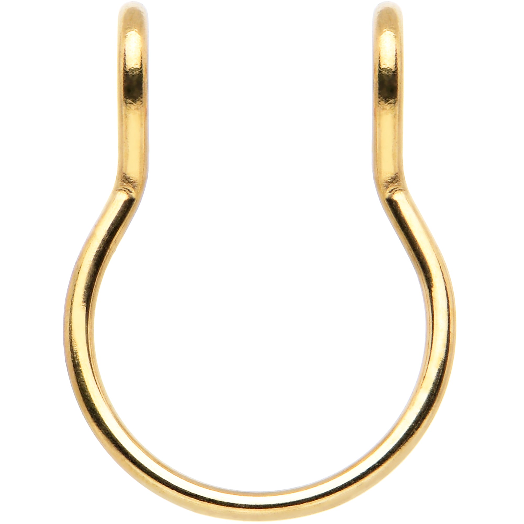 Gold Tone Stainless Steel Clip on Fake Septum Nose Hoop