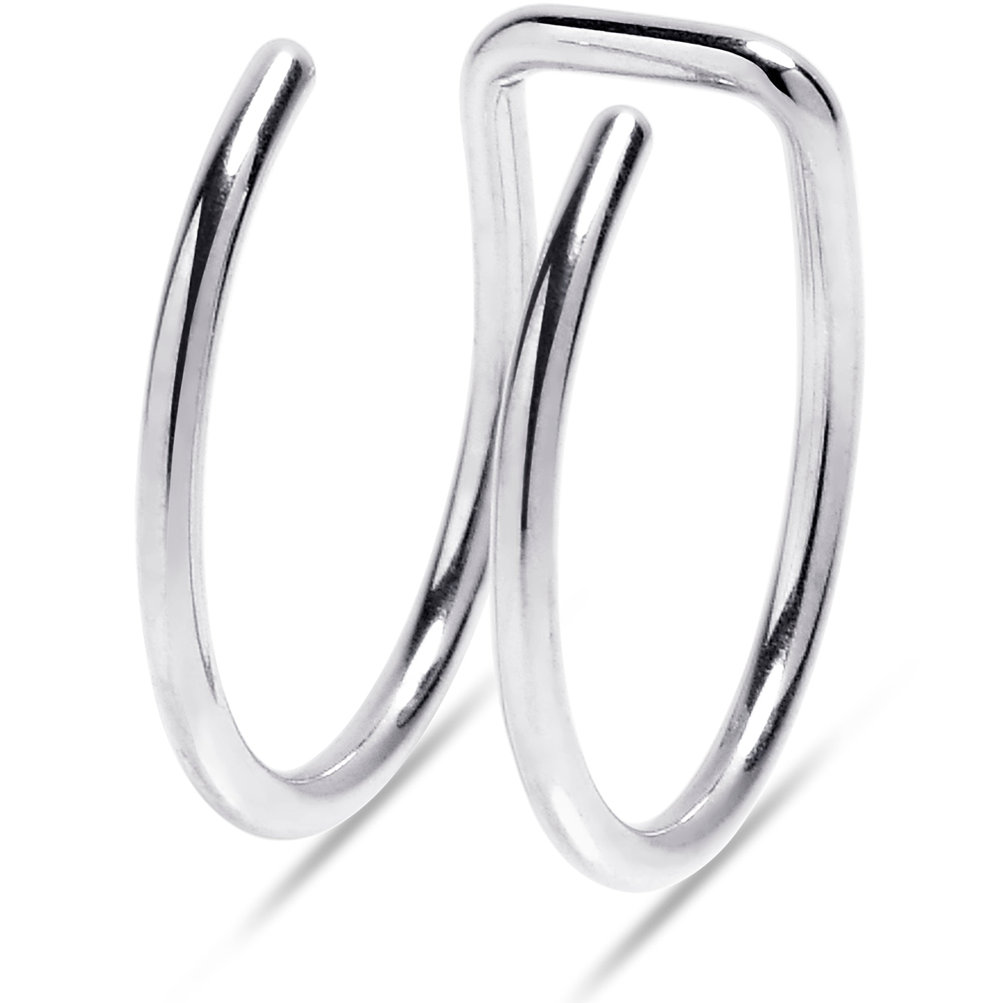 Stainless Steel Clip on Double Hoop Fake Cartilage Earring Ear Cuff