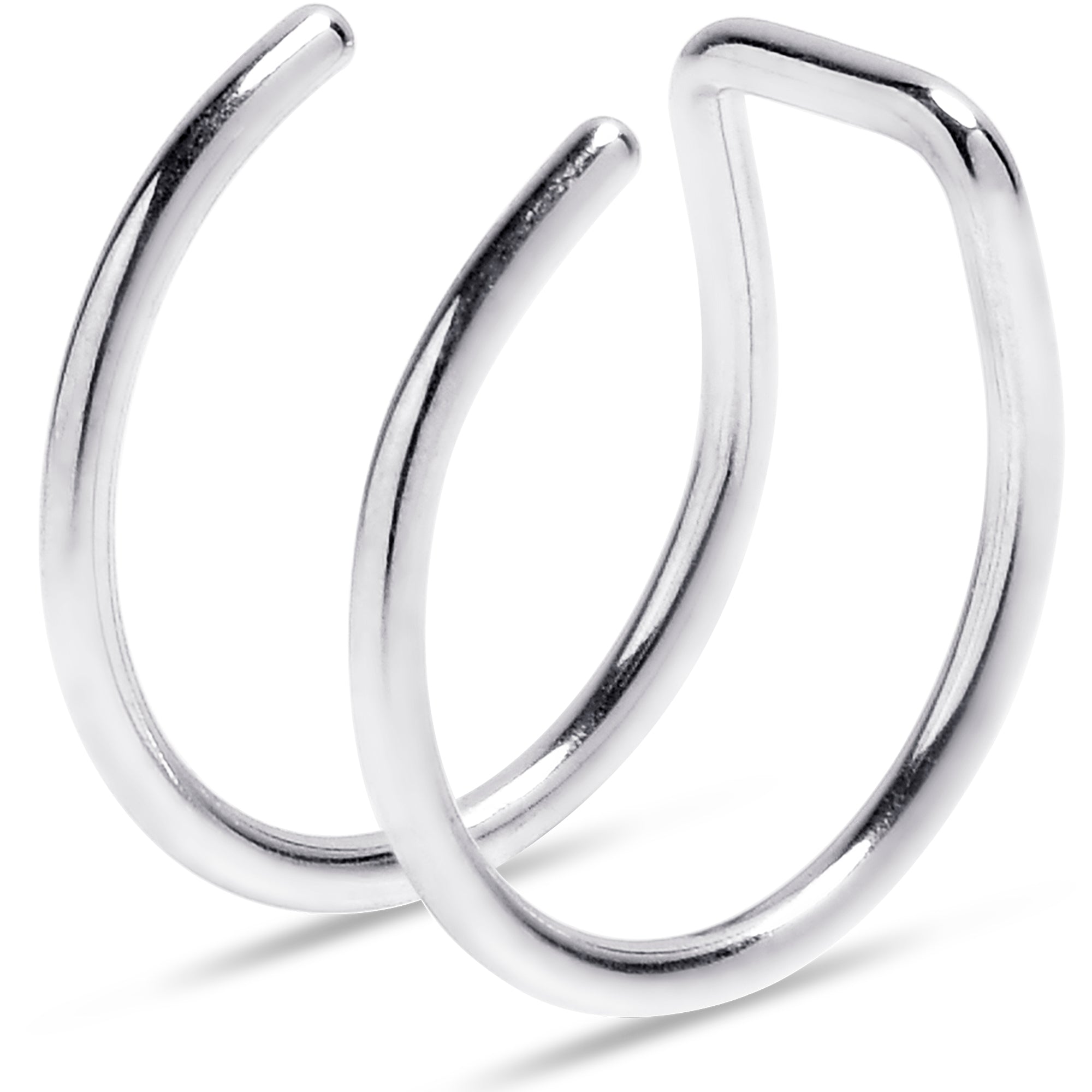 Stainless Steel Clip on Double Hoop Fake Cartilage Earring Ear Cuff