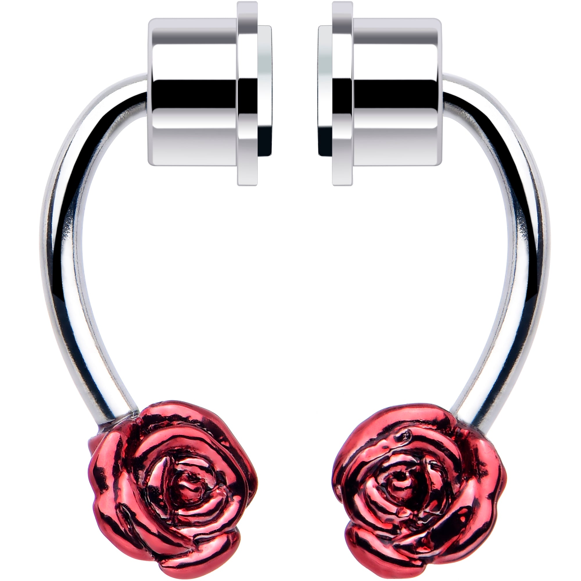 Red Rose Magnetic Septum Ring Horseshoe Non-Pierced Fake Nose Ring