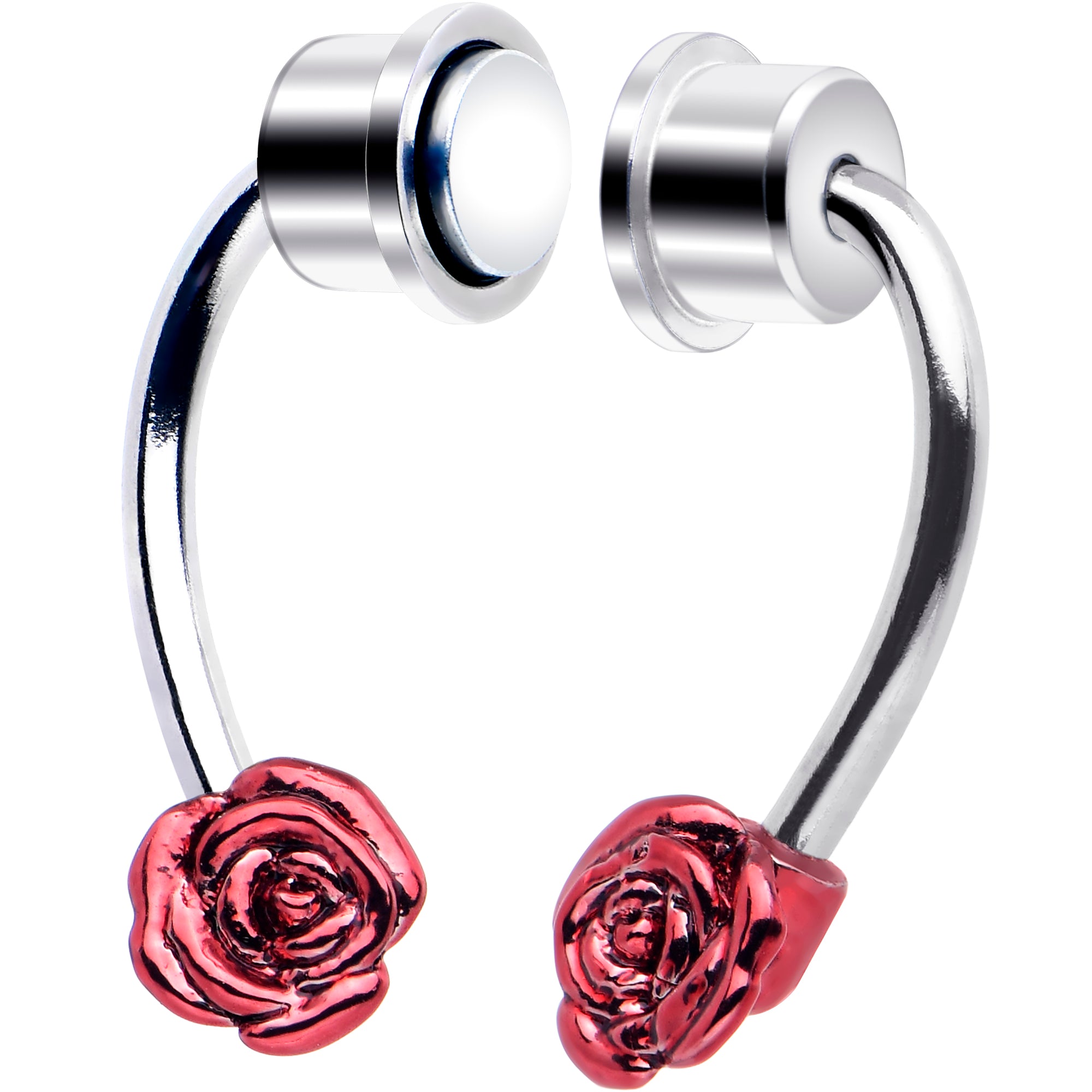 Red Rose Magnetic Septum Ring Horseshoe Non-Pierced Fake Nose Ring