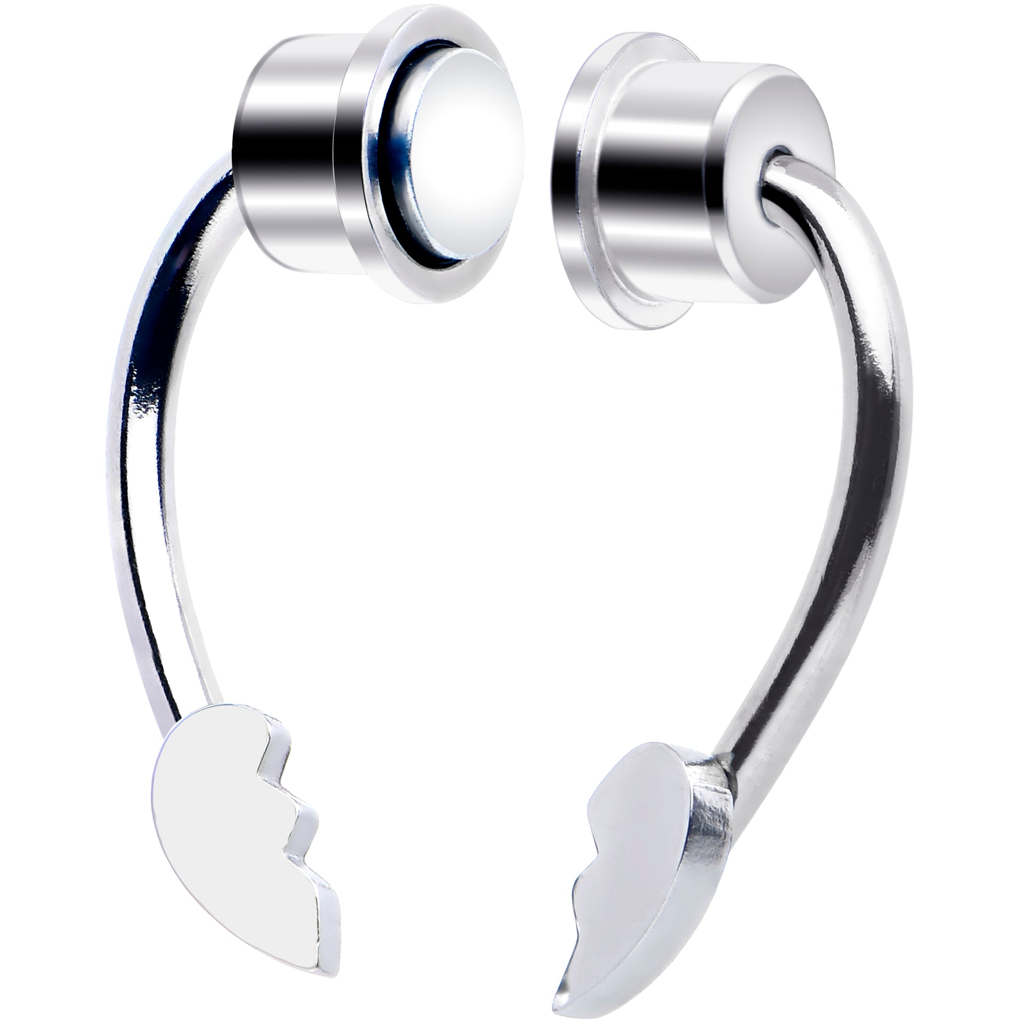 White Broken Heart Magnetic Septum Ring Horseshoe Non-Pierced Fake Nose Ring