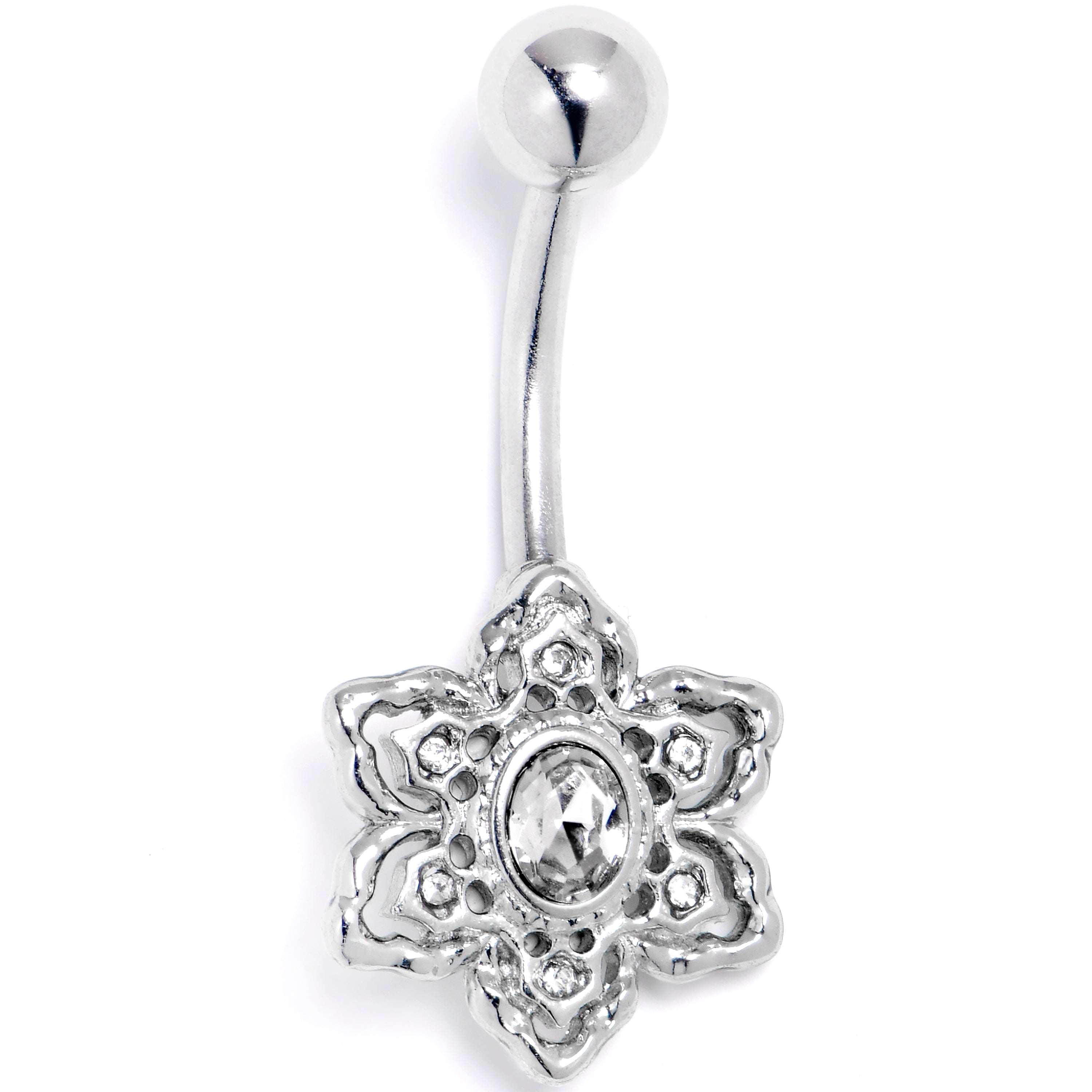 Clear Gem Blooming Beauty Flower Belly Ring