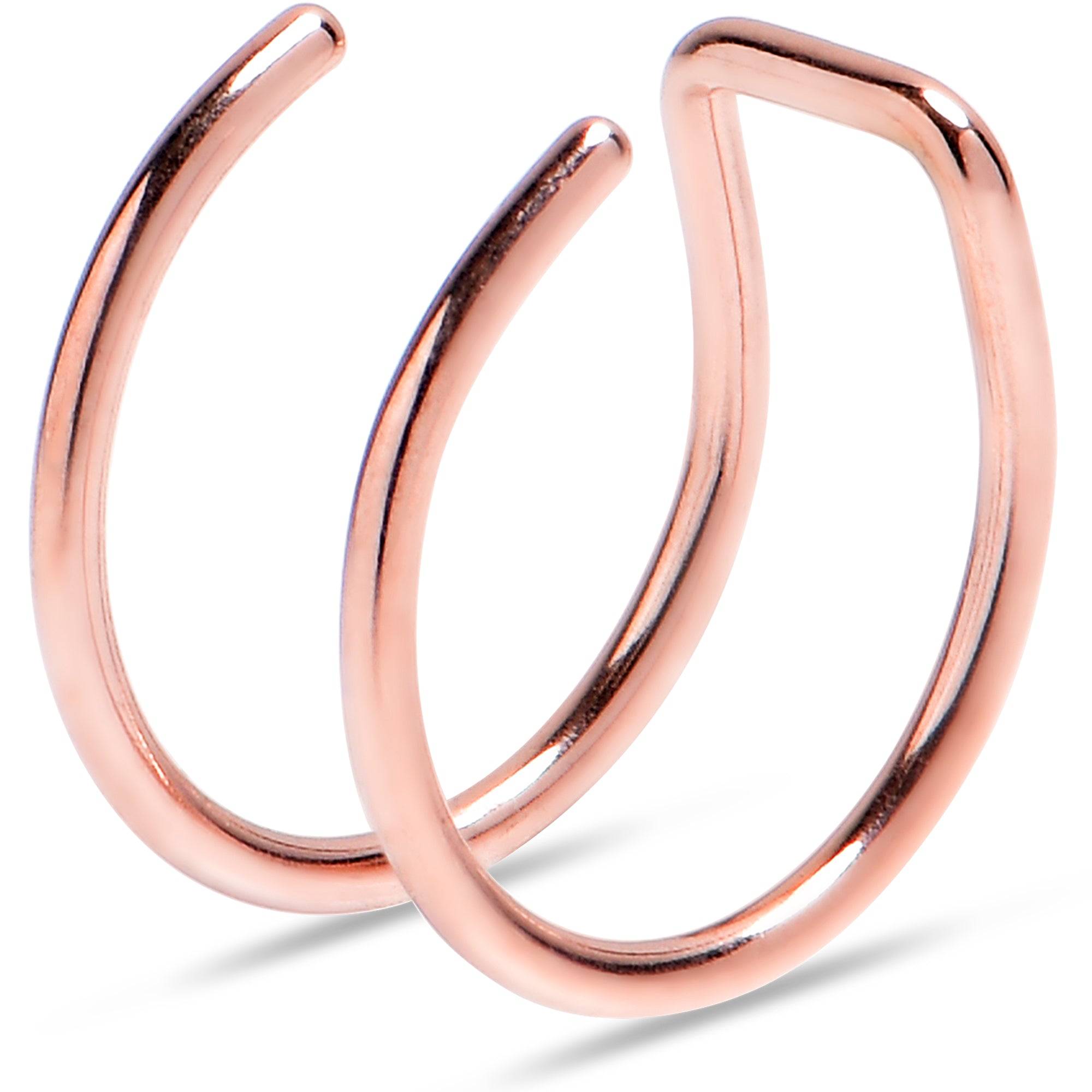 Rose Gold Stainless Steel Clip on Double Hoop Fake Cartilage Earring Ear Cuff