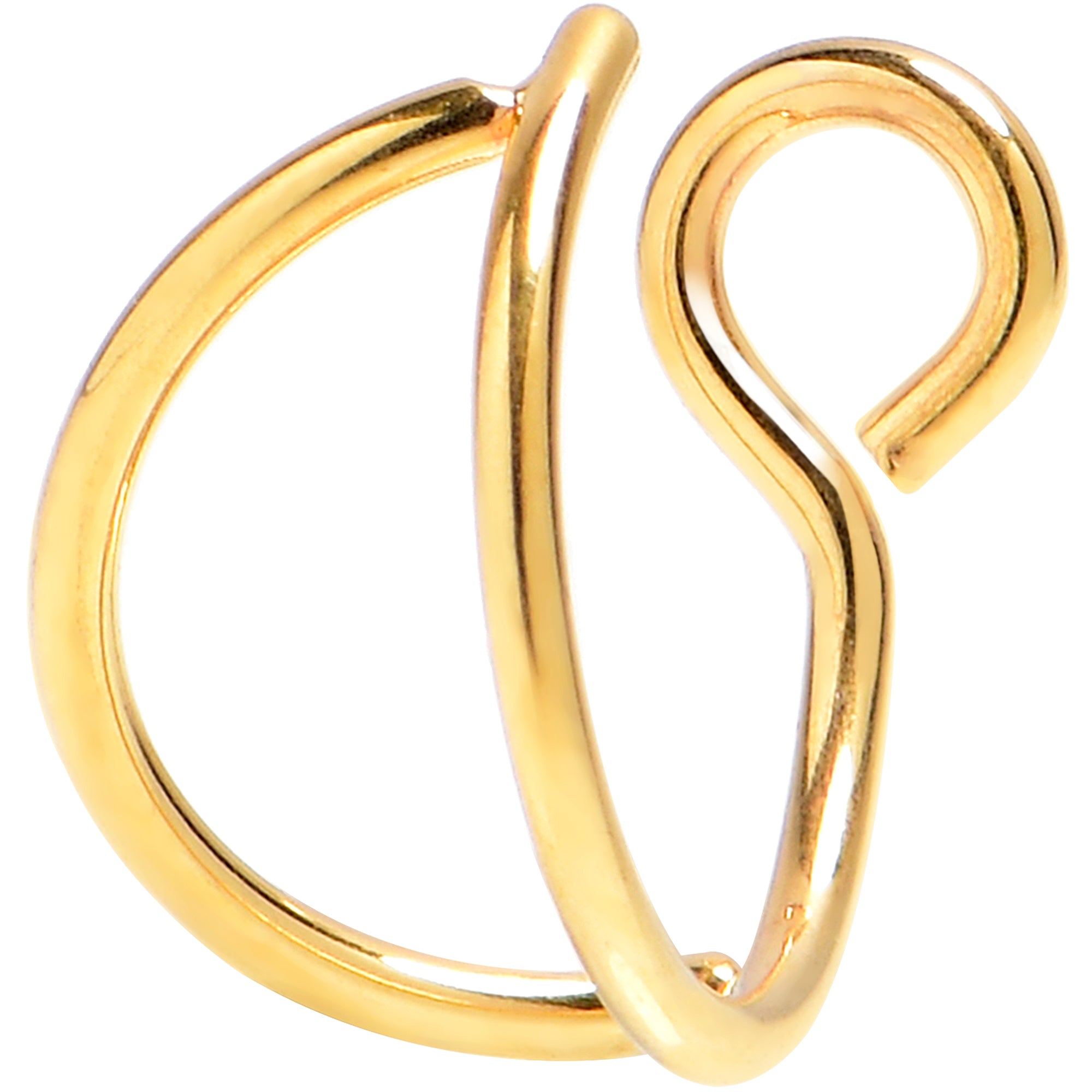 Gold Stainless Steel Clip on Double Hoop Fake Nose Ring